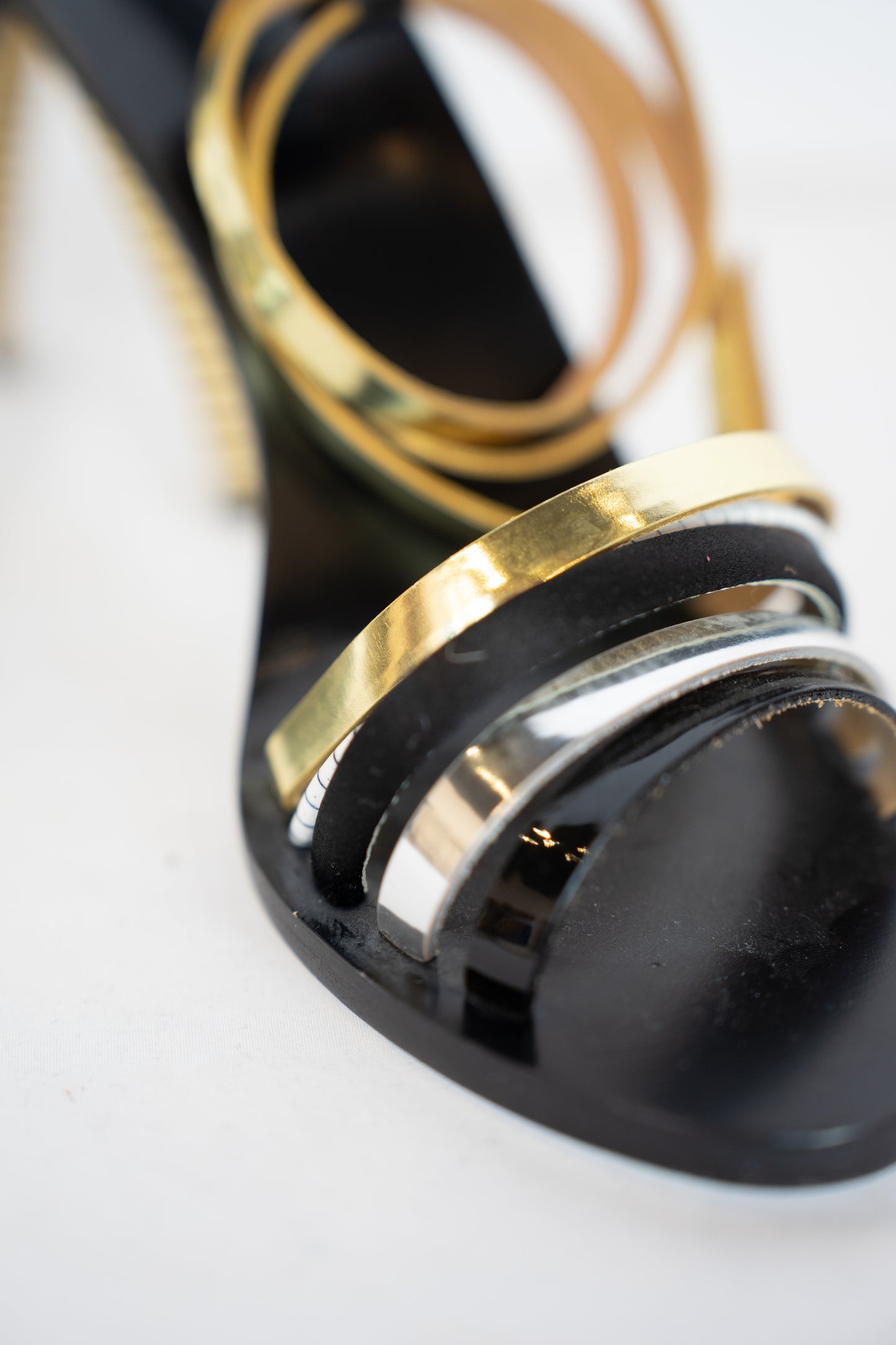 DUSTBAG - Fendi Gold Silver & Black Strappy Heeled Sandals