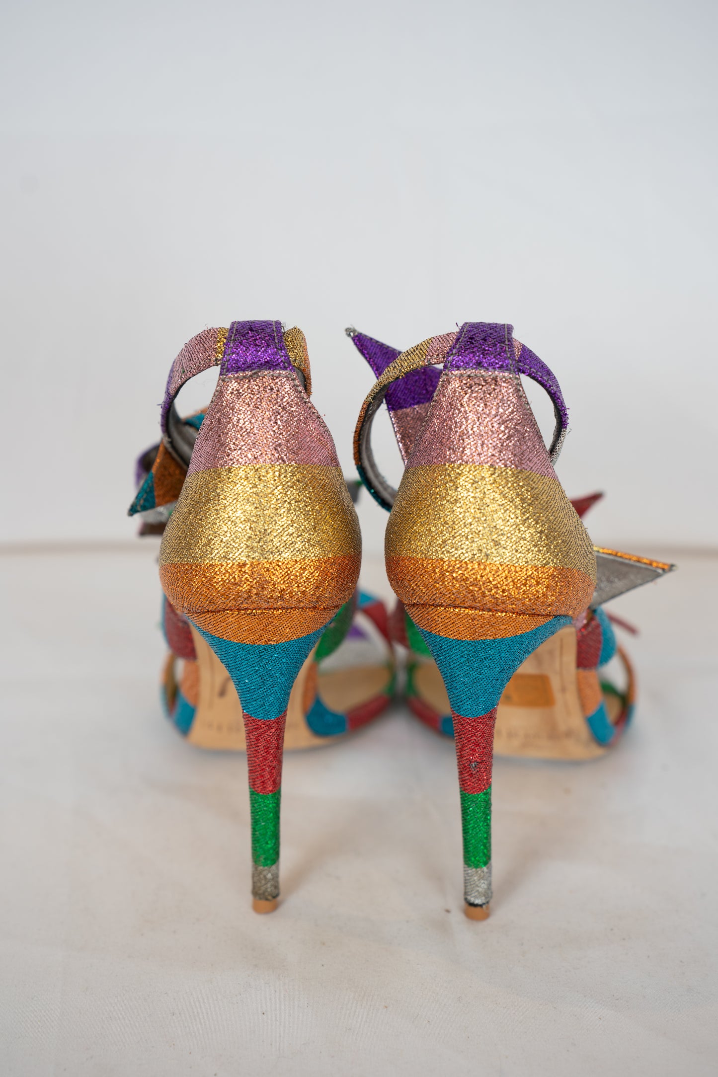 COMES WITH BOX - Alexandre Birman Glitter Sparkle Striped Heels