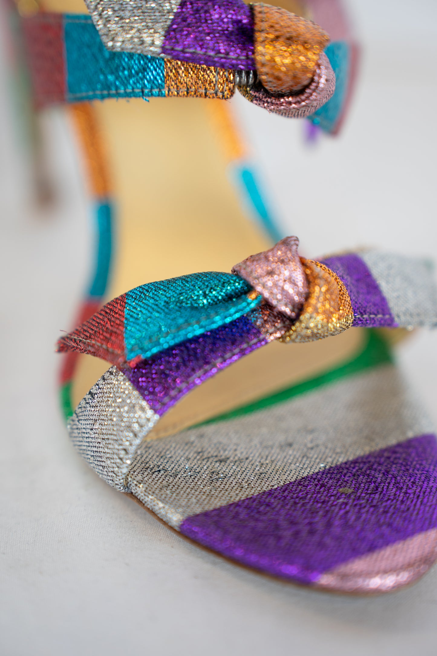 COMES WITH BOX - Alexandre Birman Glitter Sparkle Striped Heels