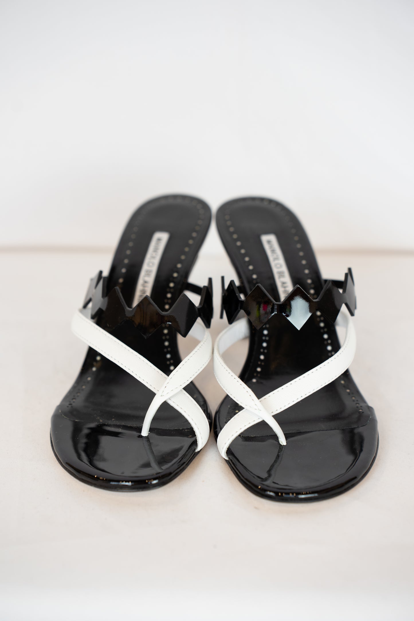 DUSTBAG - Manolo Blahnik Black & White Strappy Heeled Sandals