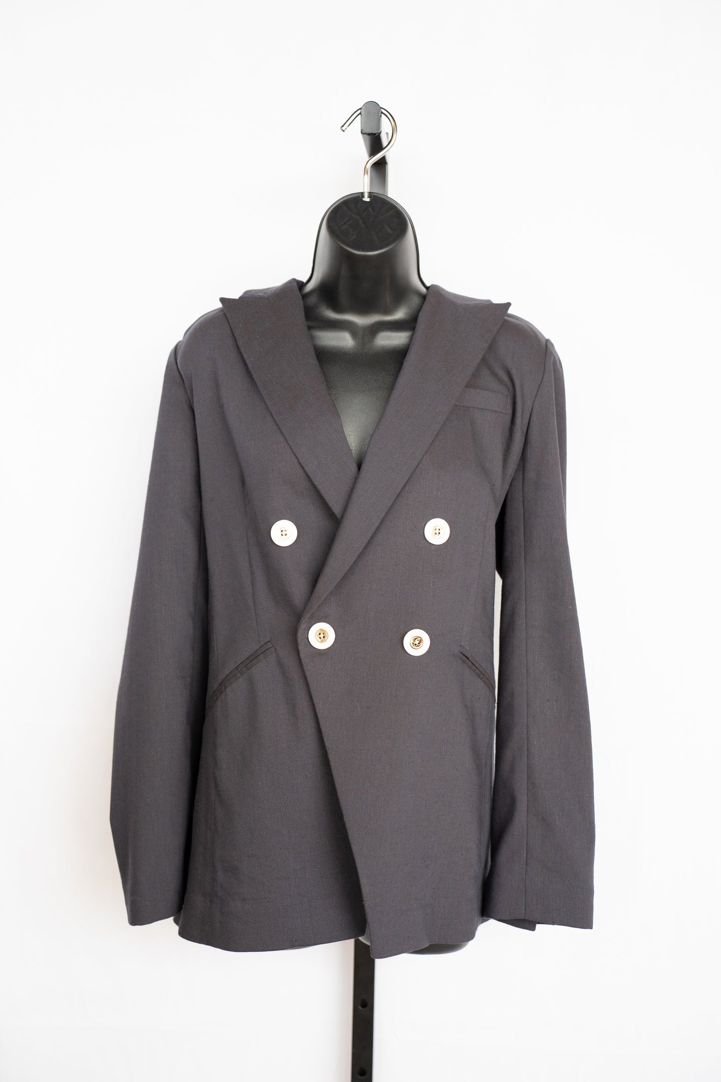 Veronica Beard Linen/Wool Blue Blazer Jacket w Pearl & Gold Buttons