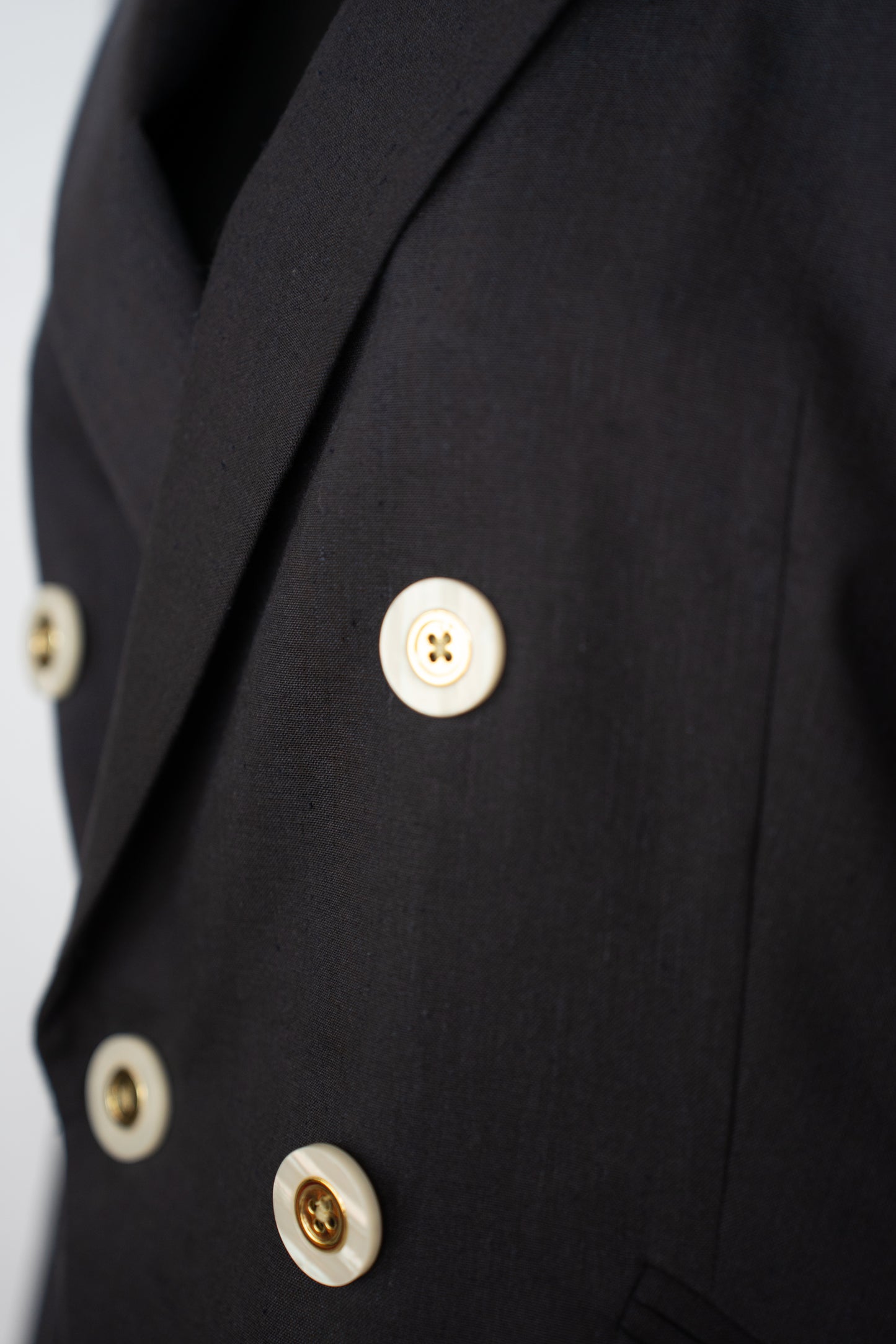Veronica Beard Linen/Wool Blue Blazer Jacket w Pearl & Gold Buttons