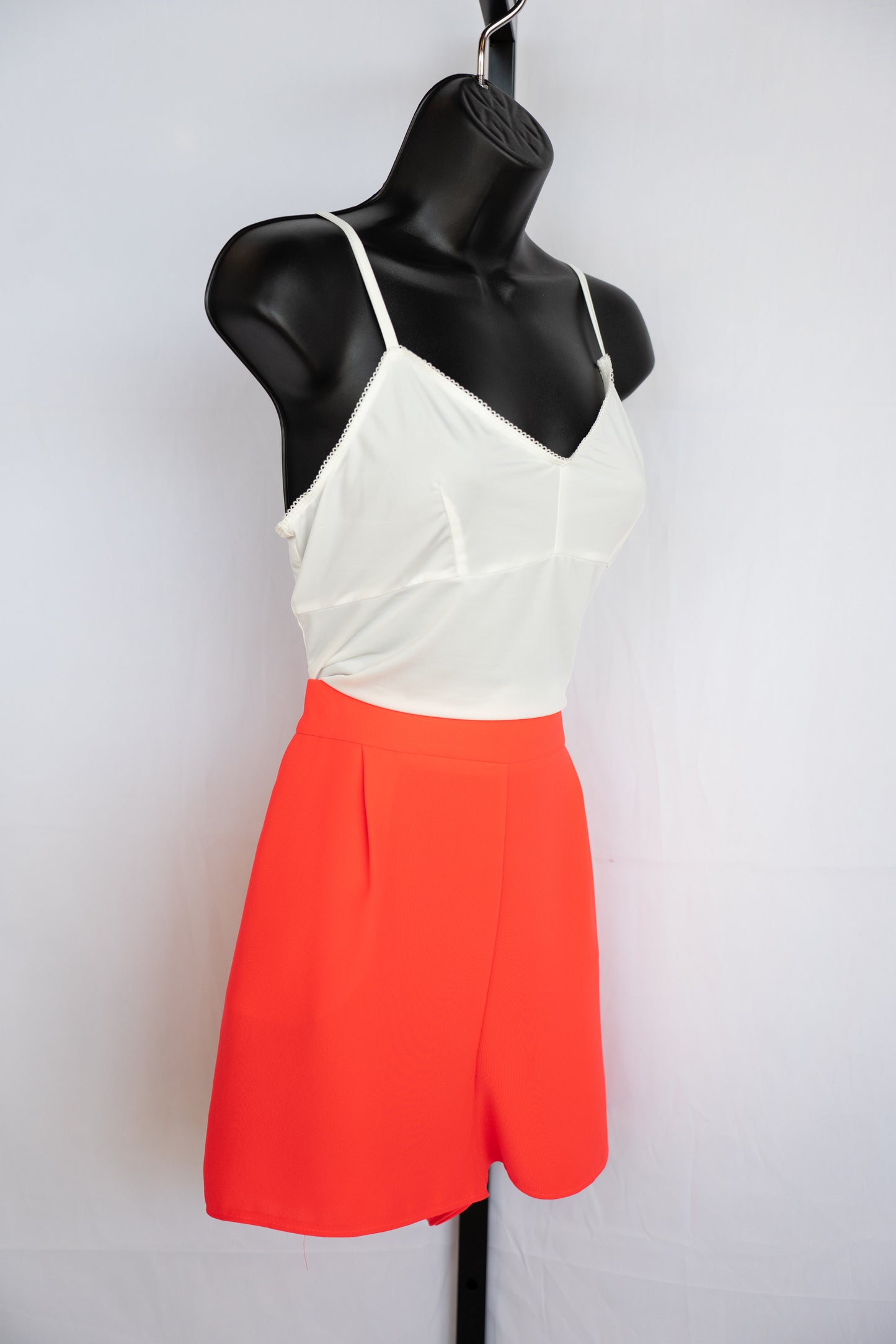 Simkhai Bright Orange Cuffed Mini Shorts w/ Pleating Details