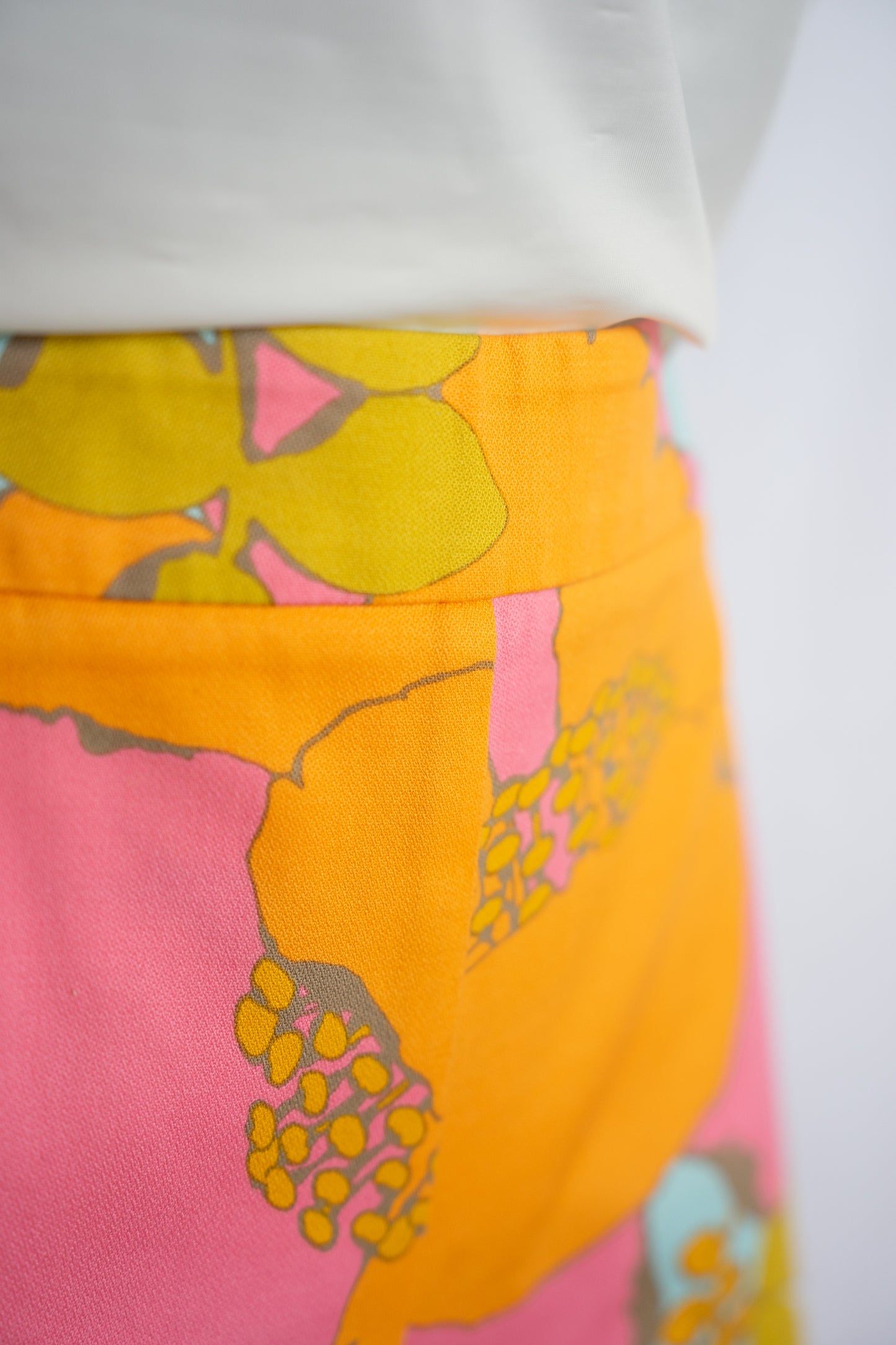 Trina Turk Pink & Orange Floral Pants w/ White Pom Poms on Bottom