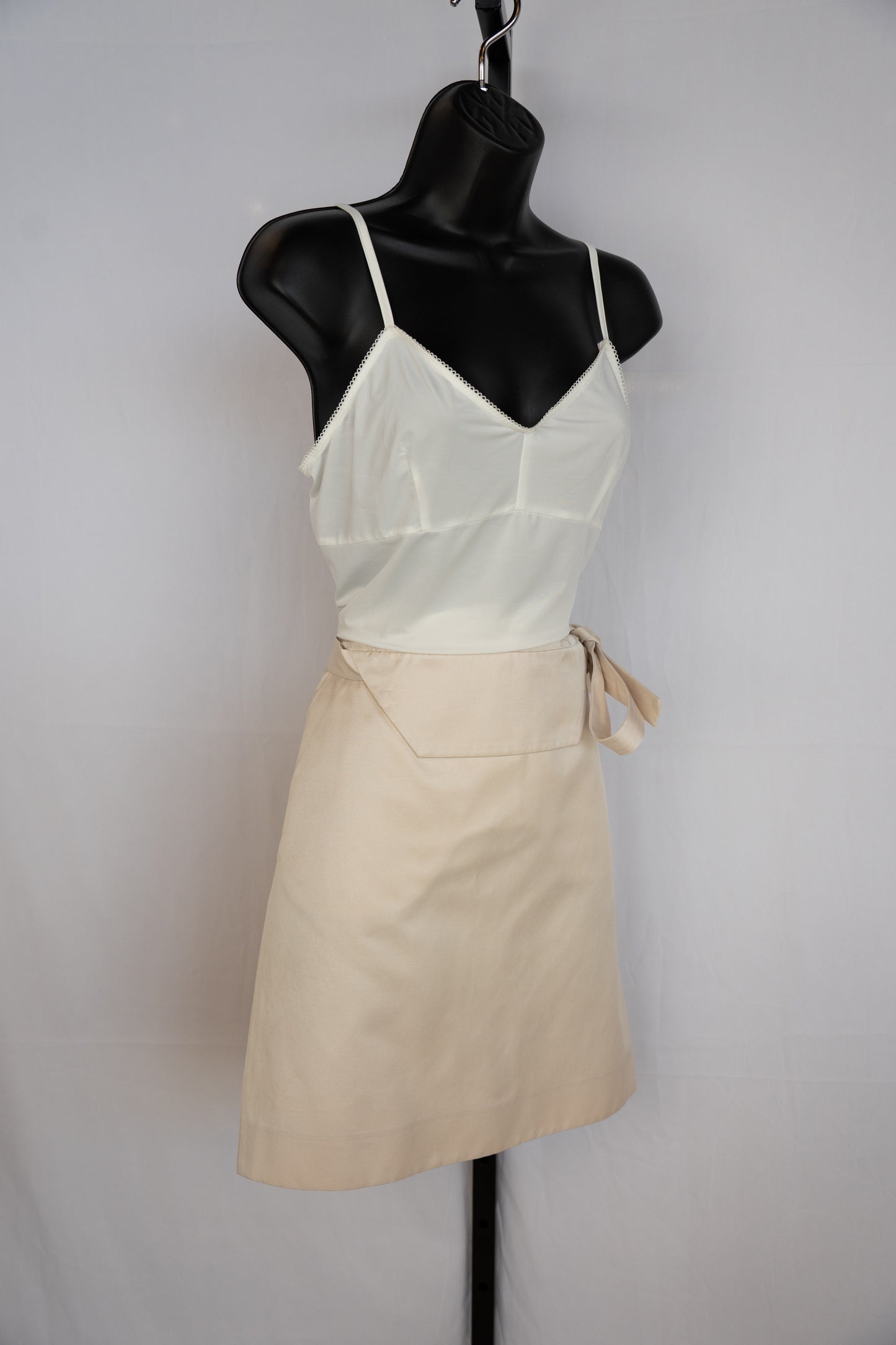 Celine Silk Button Tie-Front Knee-Length Skirt