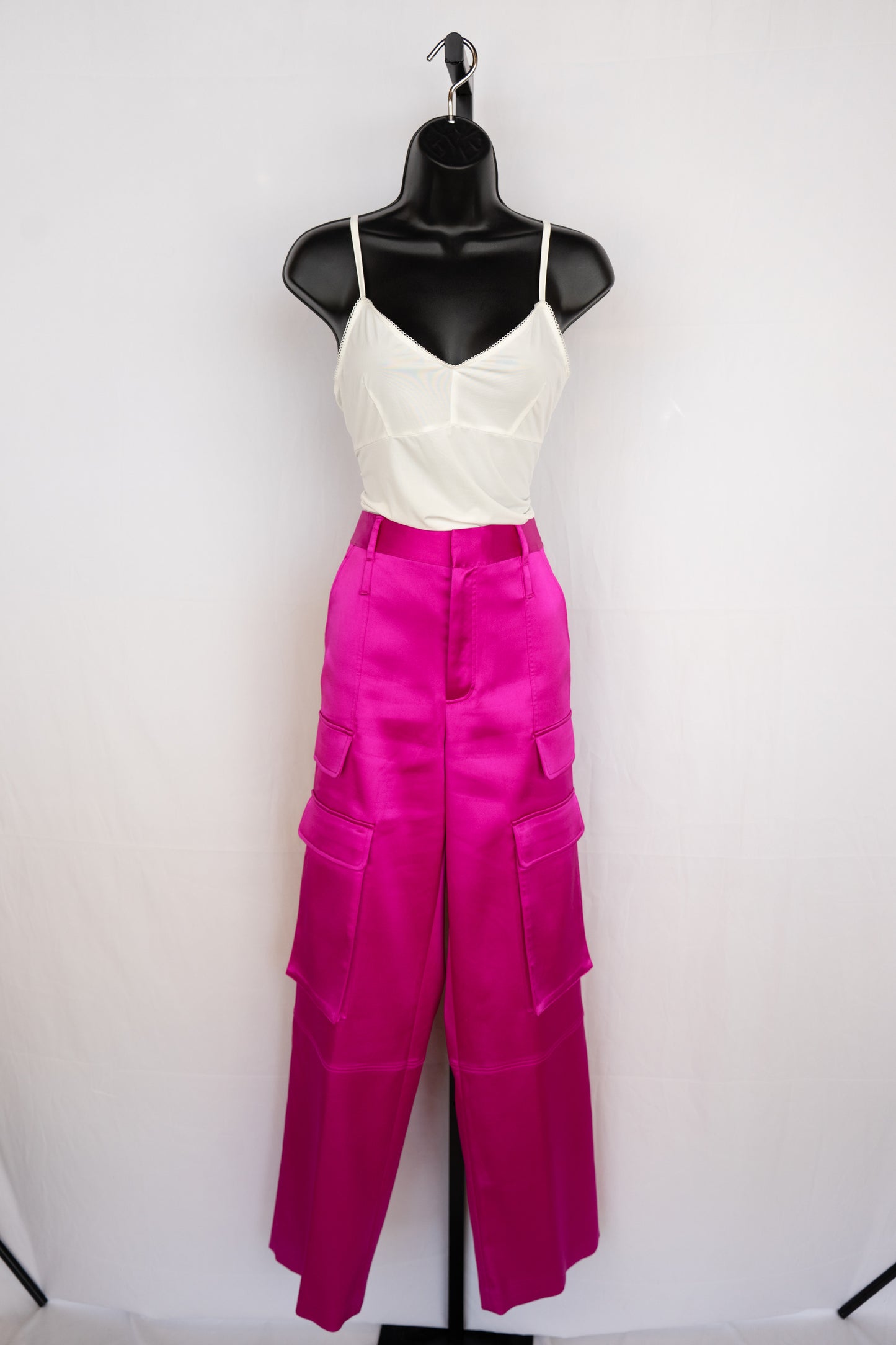 Frame Fuschia Satin Cargo Pants