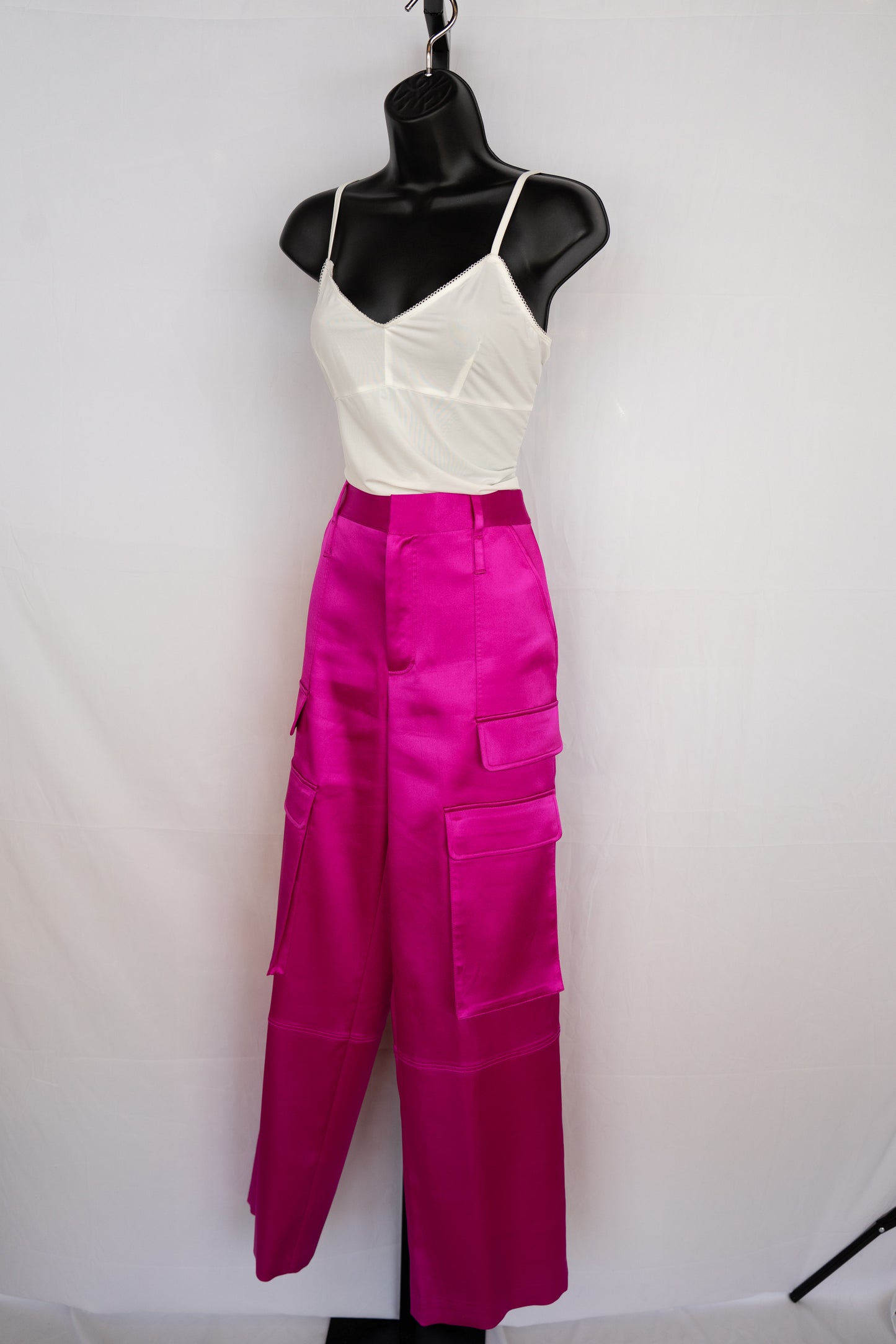 Frame Fuschia Satin Cargo Pants