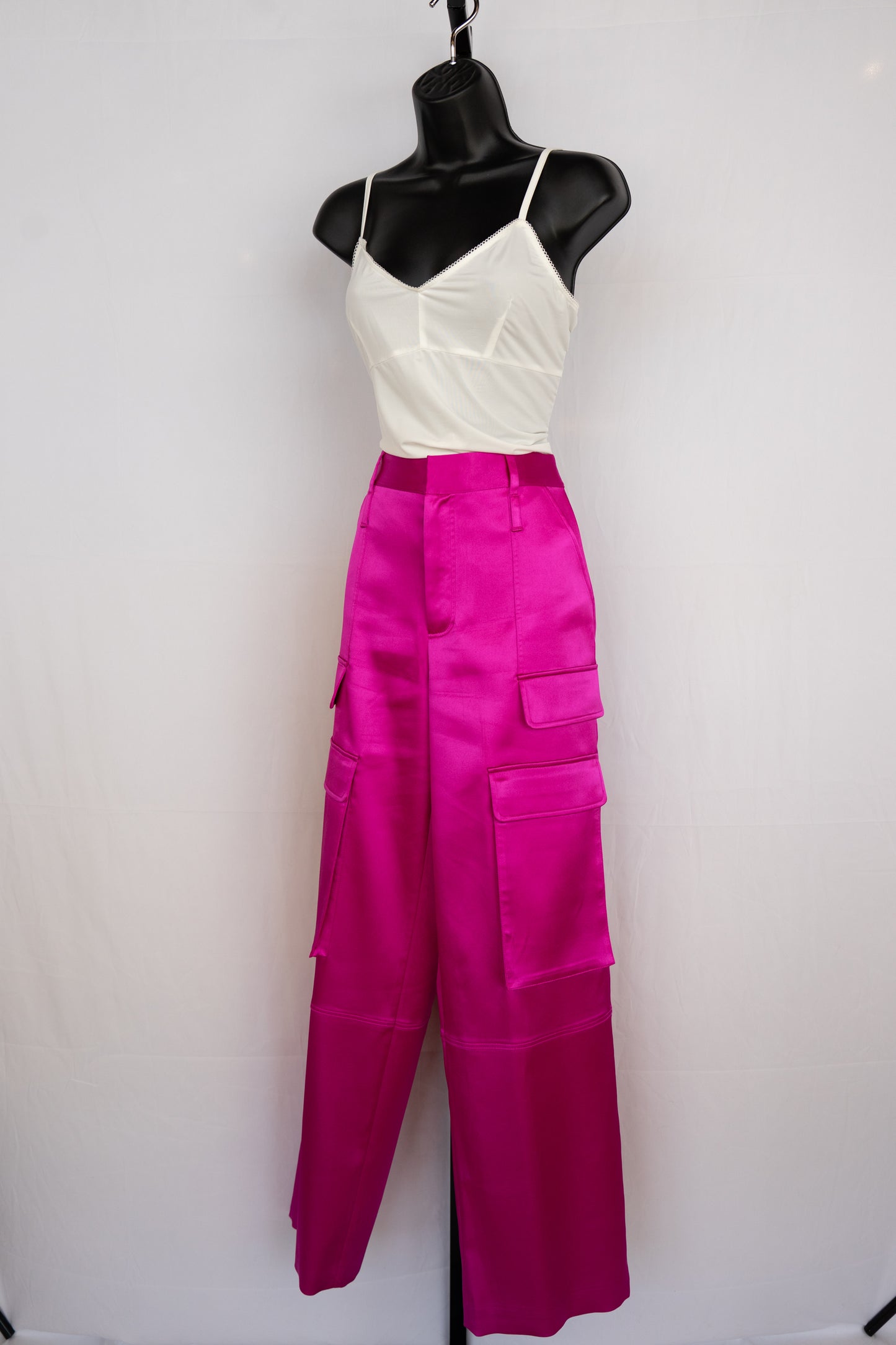 Frame Fuschia Satin Cargo Pants