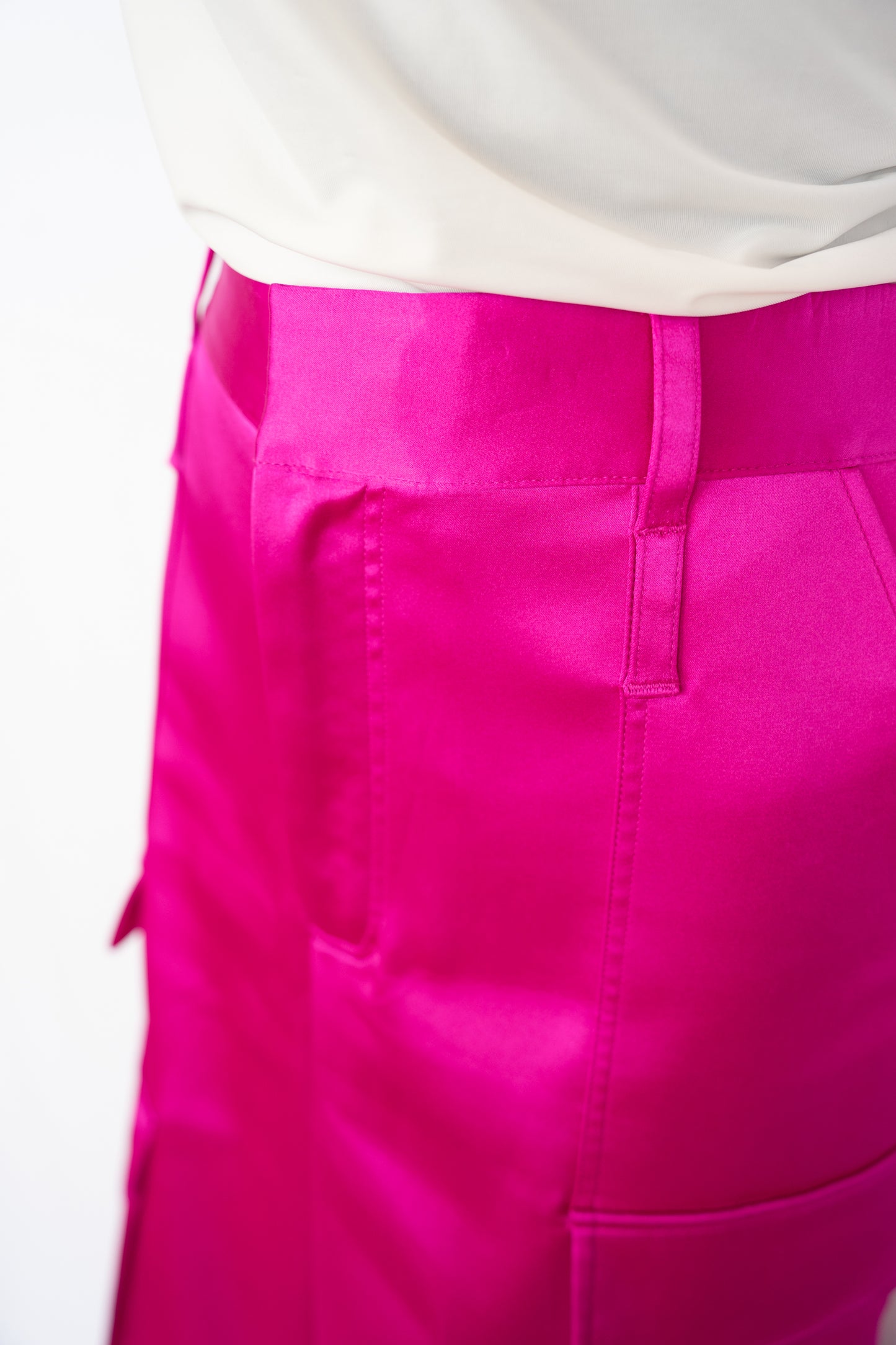 Frame Fuschia Satin Cargo Pants