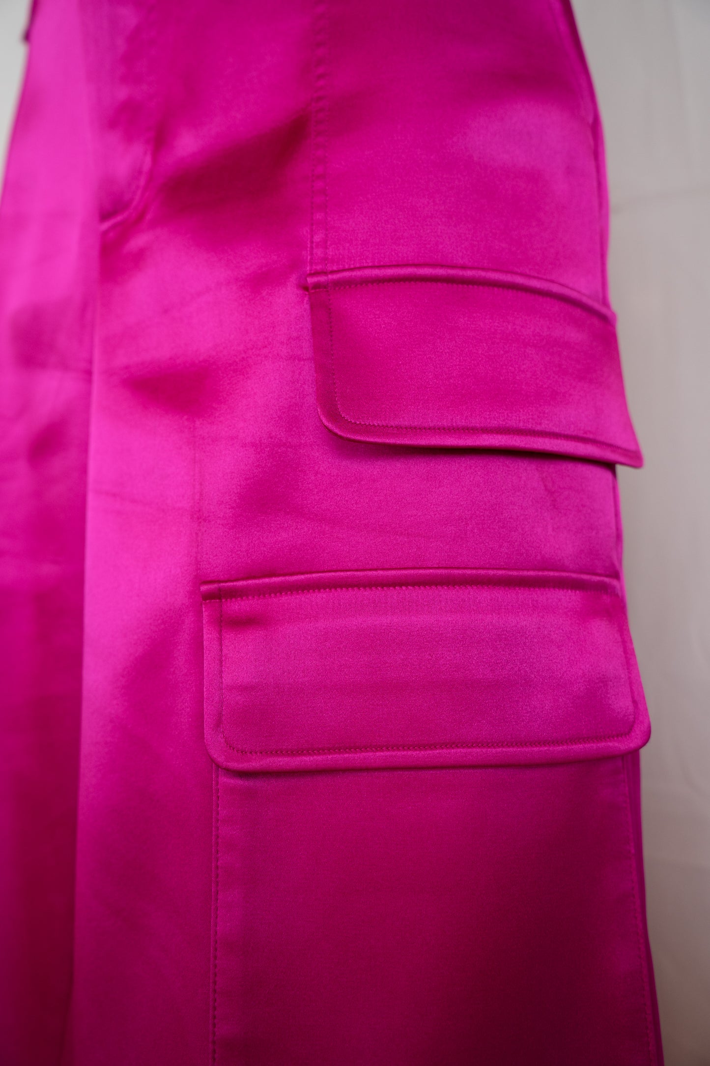 Frame Fuschia Satin Cargo Pants