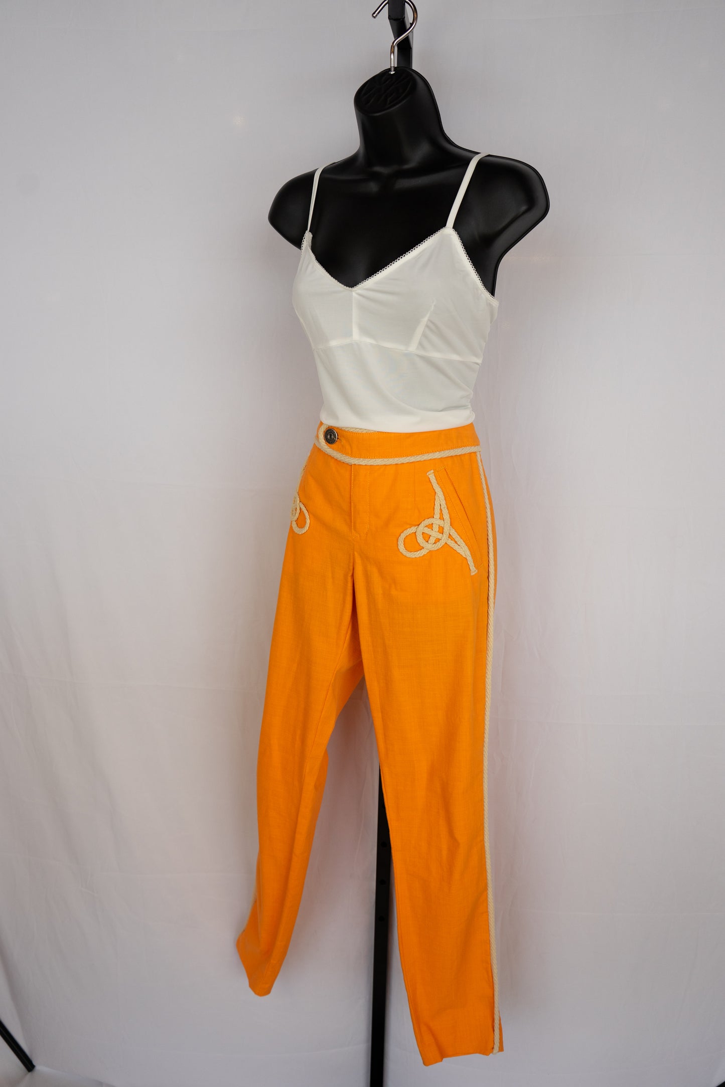 Moschino Jeans Neon Orange w Braided Detail Straight Leg Pants