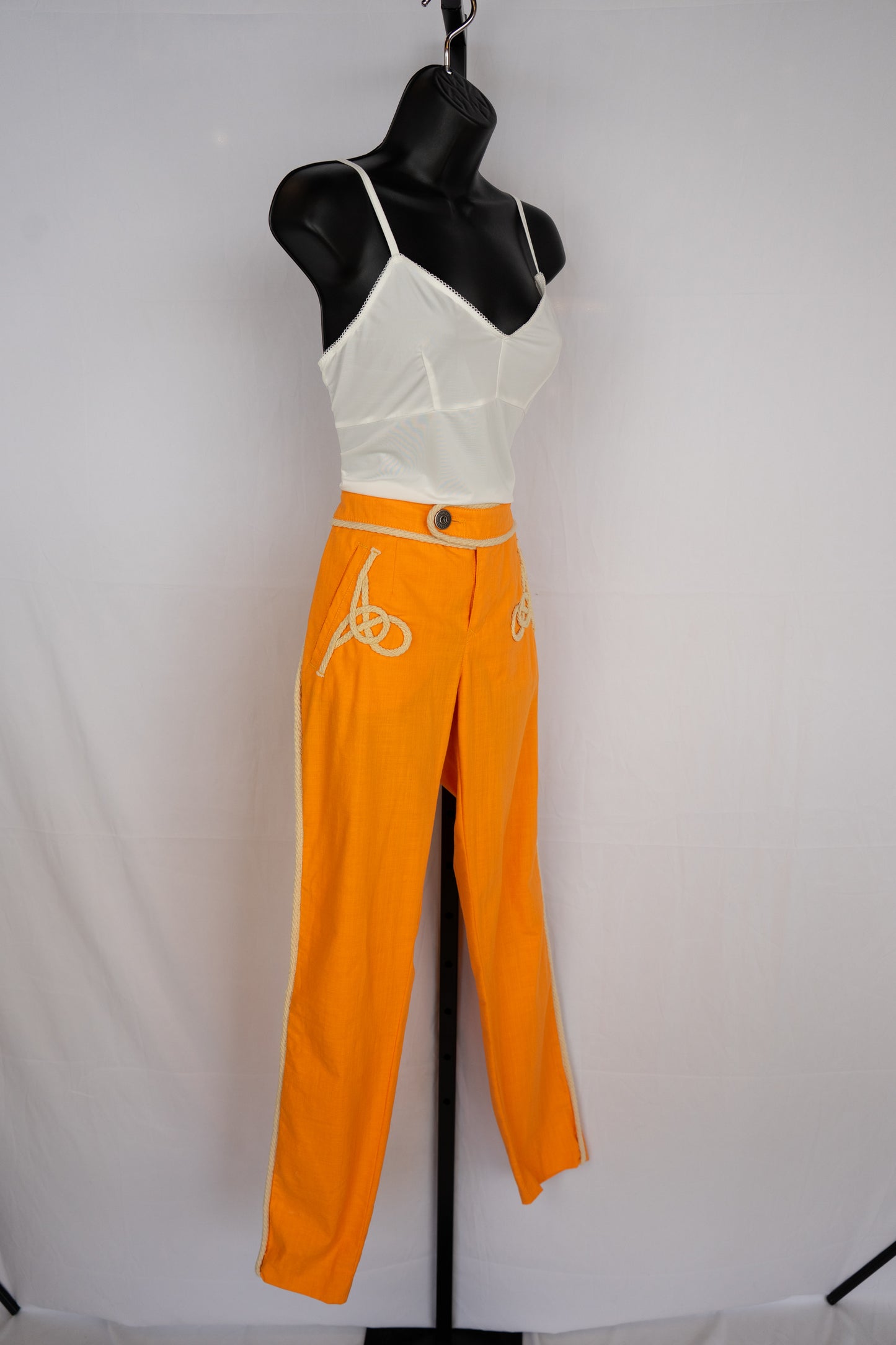 Moschino Jeans Neon Orange w Braided Detail Straight Leg Pants