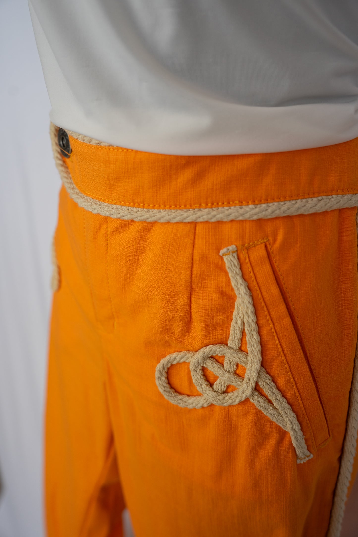 Moschino Jeans Neon Orange w Braided Detail Straight Leg Pants