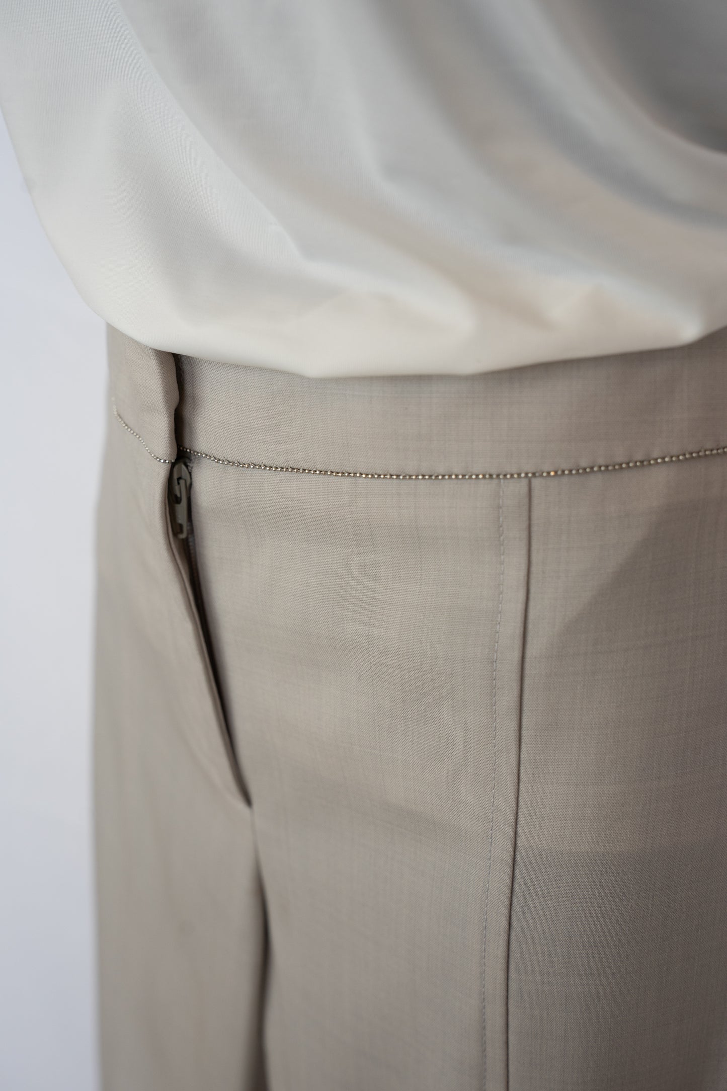 Fabiana Filippi Light Purple Straight Leg Trousers w Side Beading
