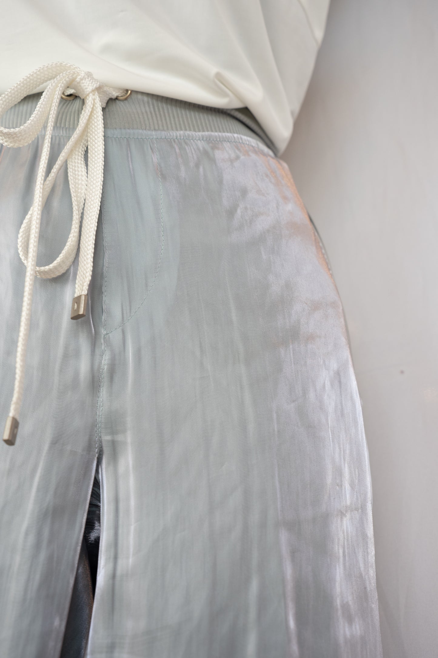 Rag & Bone Silk Shinny Light Blue Joggers w Drawstring