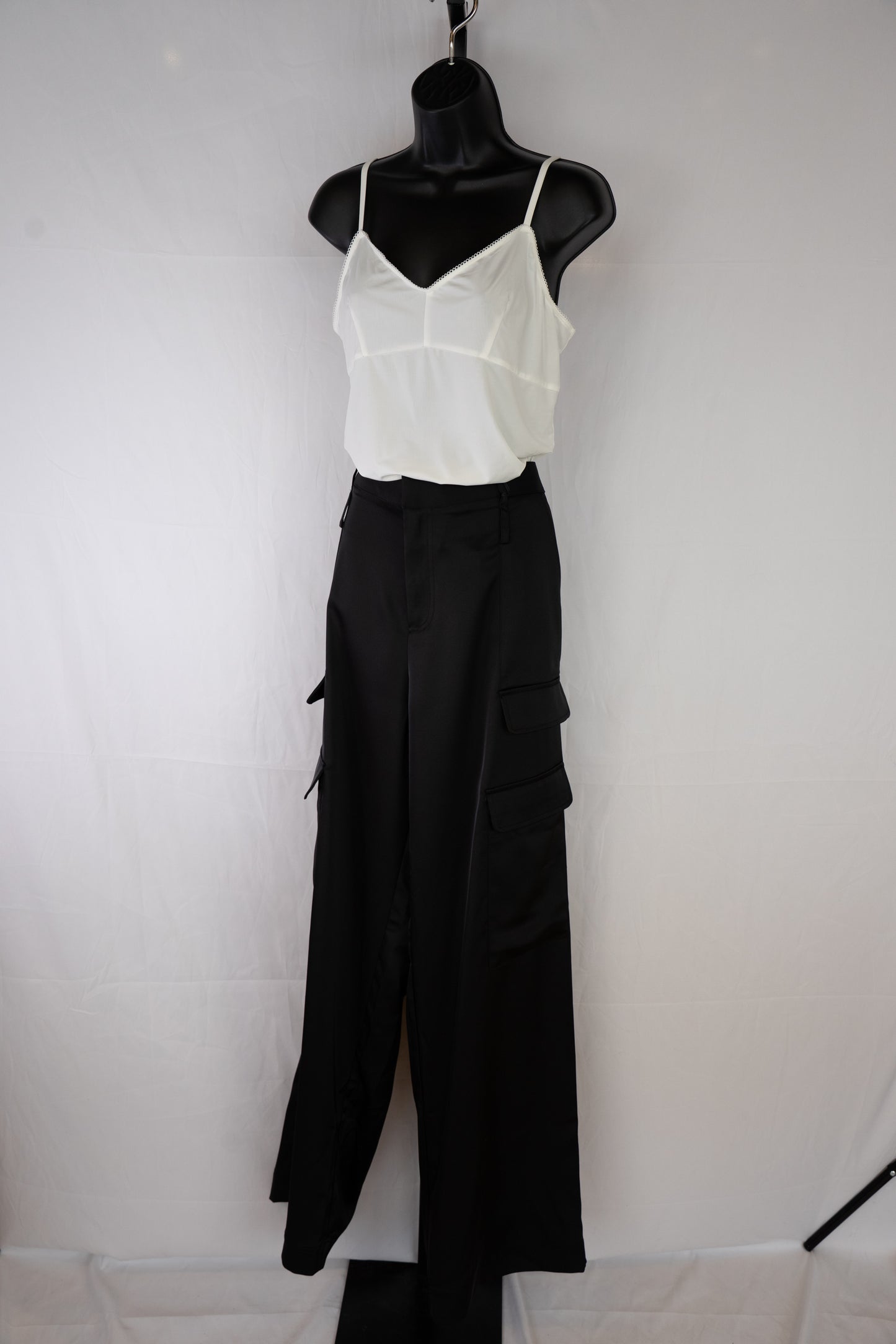 Noli Black Satin Cargo Pants NWT