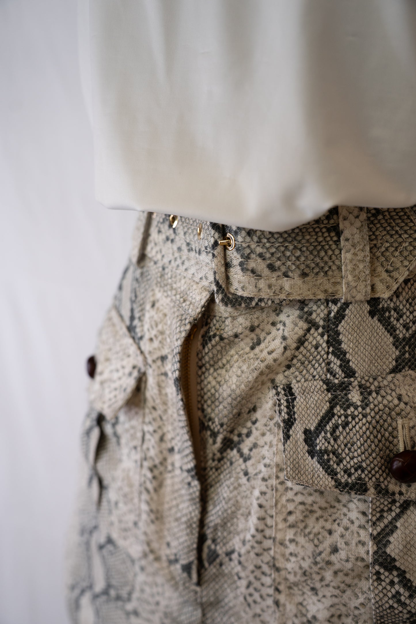 Zimmermann Grey Python Print Pocket Mini Skirt w Belt NWT