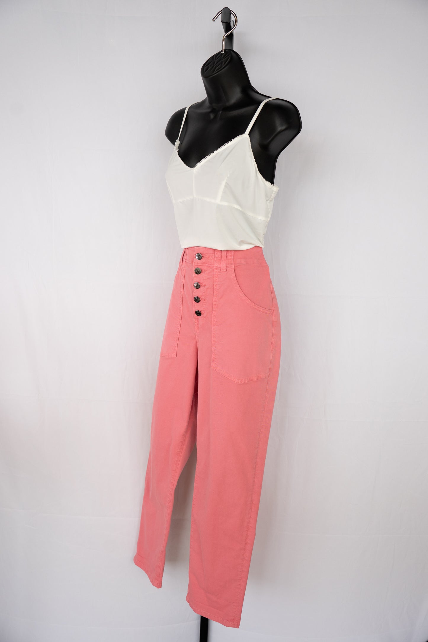 Veronica Beard Blush Pink "Arya" High Rise Straight Leg Pants w Large Font Pockets