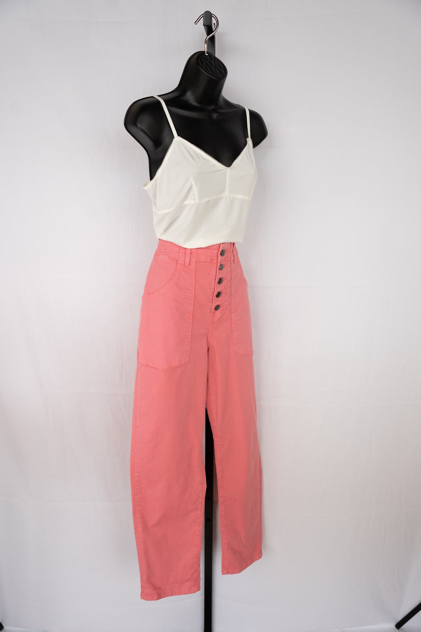 Veronica Beard Blush Pink "Arya" High Rise Straight Leg Pants w Large Font Pockets