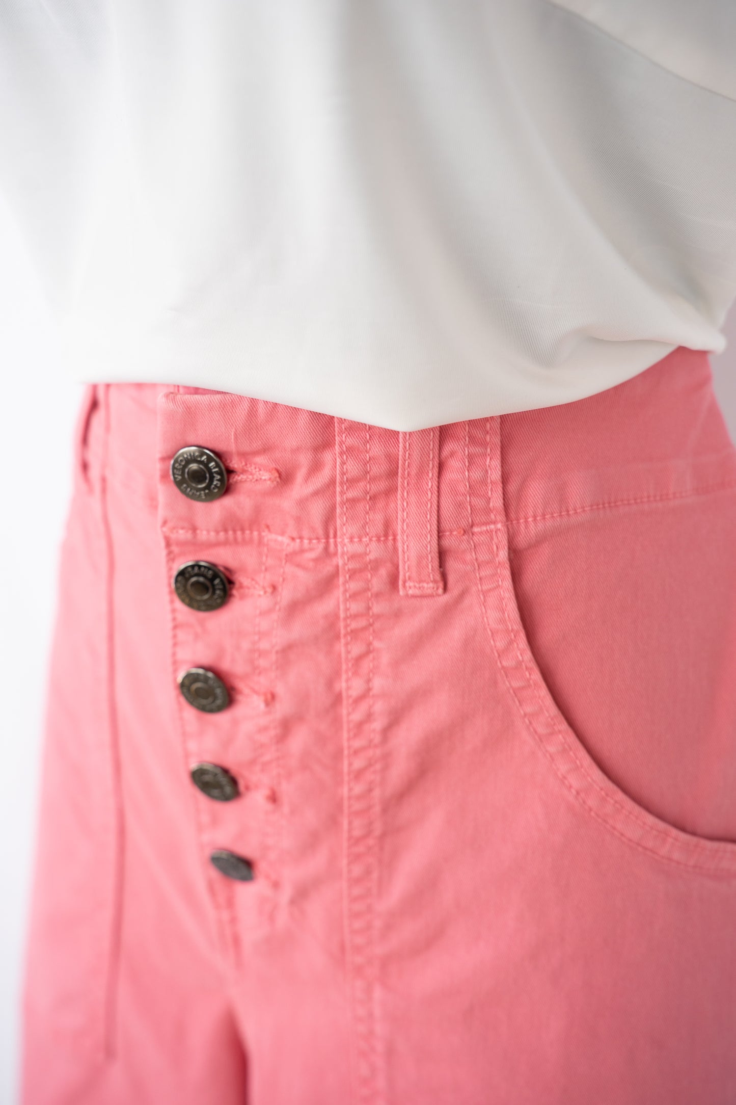 Veronica Beard Blush Pink "Arya" High Rise Straight Leg Pants w Large Font Pockets
