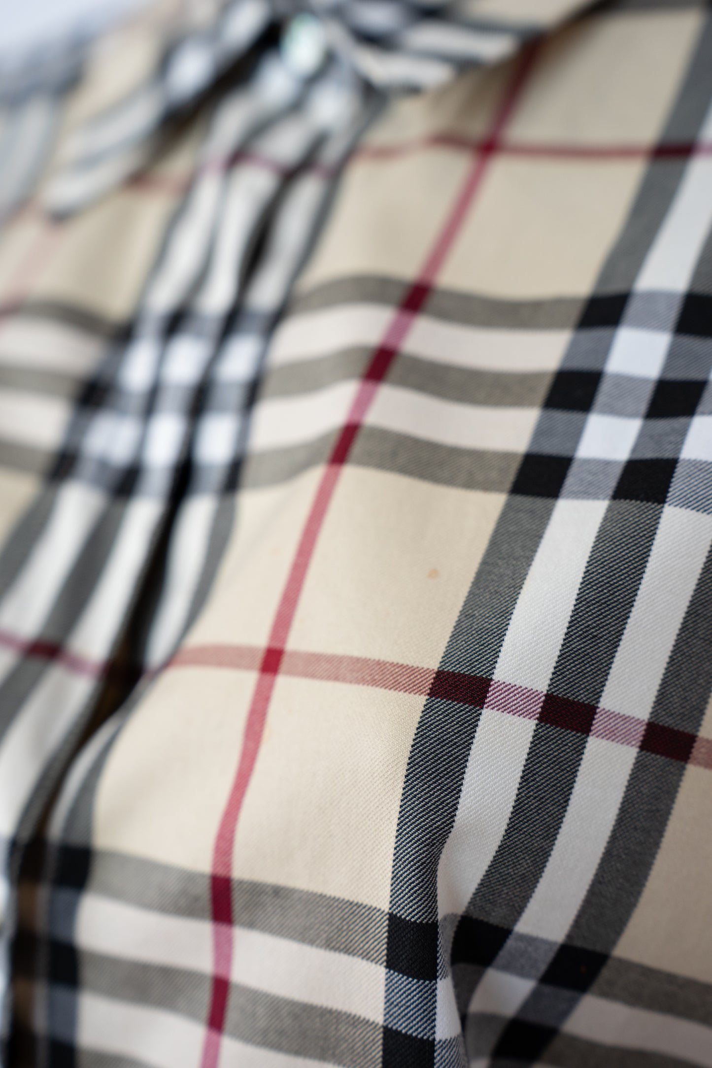 Burberry Beige Red Black White Check Collared Long Sleeve Button Up Shirt
