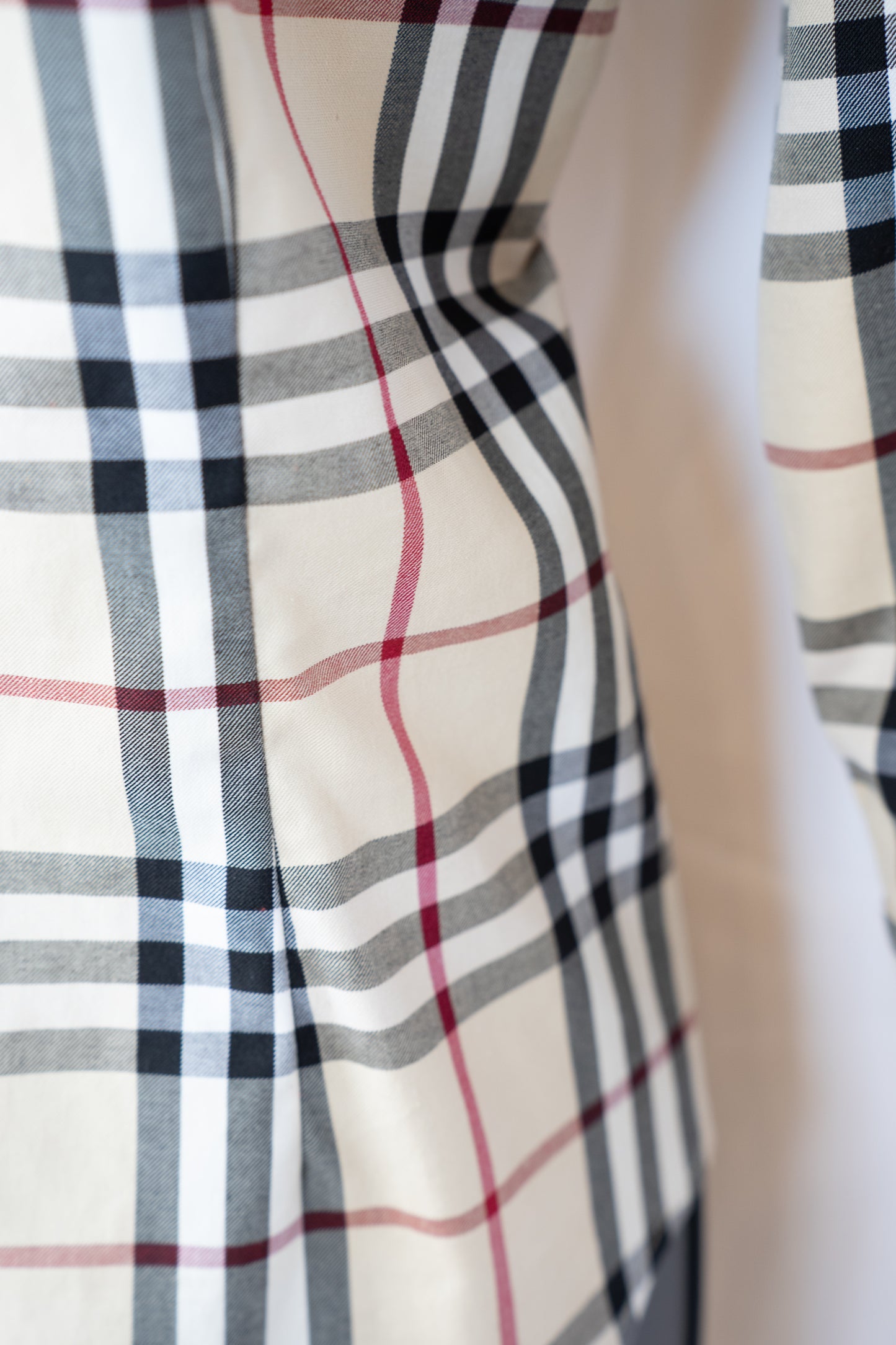 Burberry Beige Red Black White Check Collared Long Sleeve Button Up Shirt