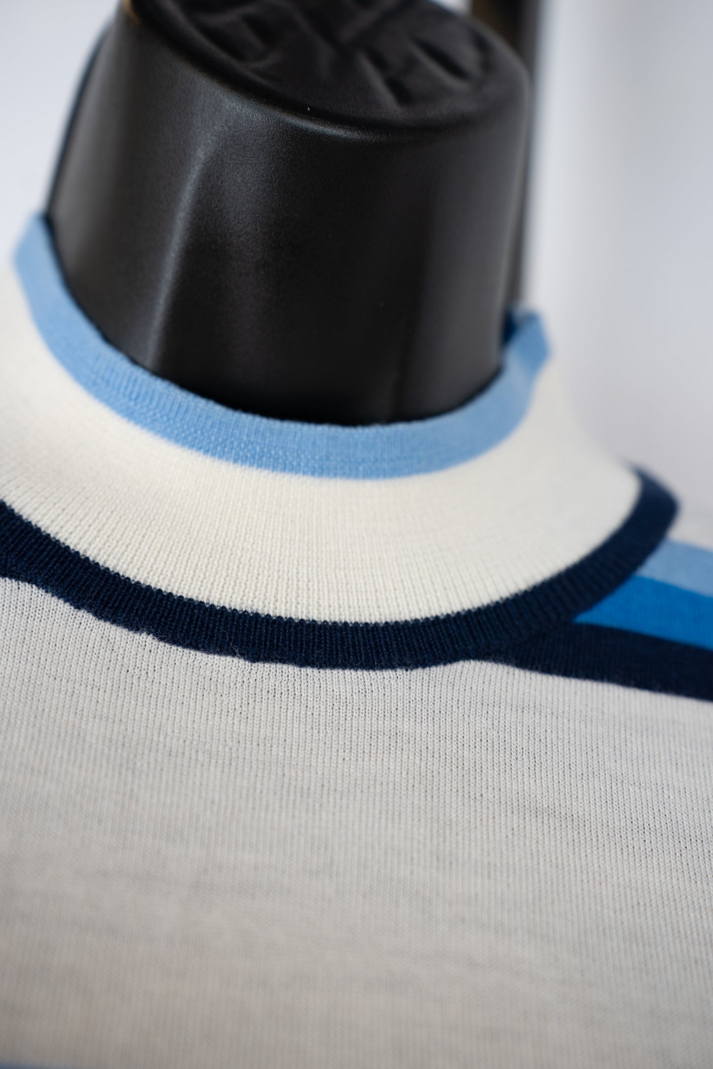 G/Fore White & Blue Striped Sleeveless Mock Neck Top