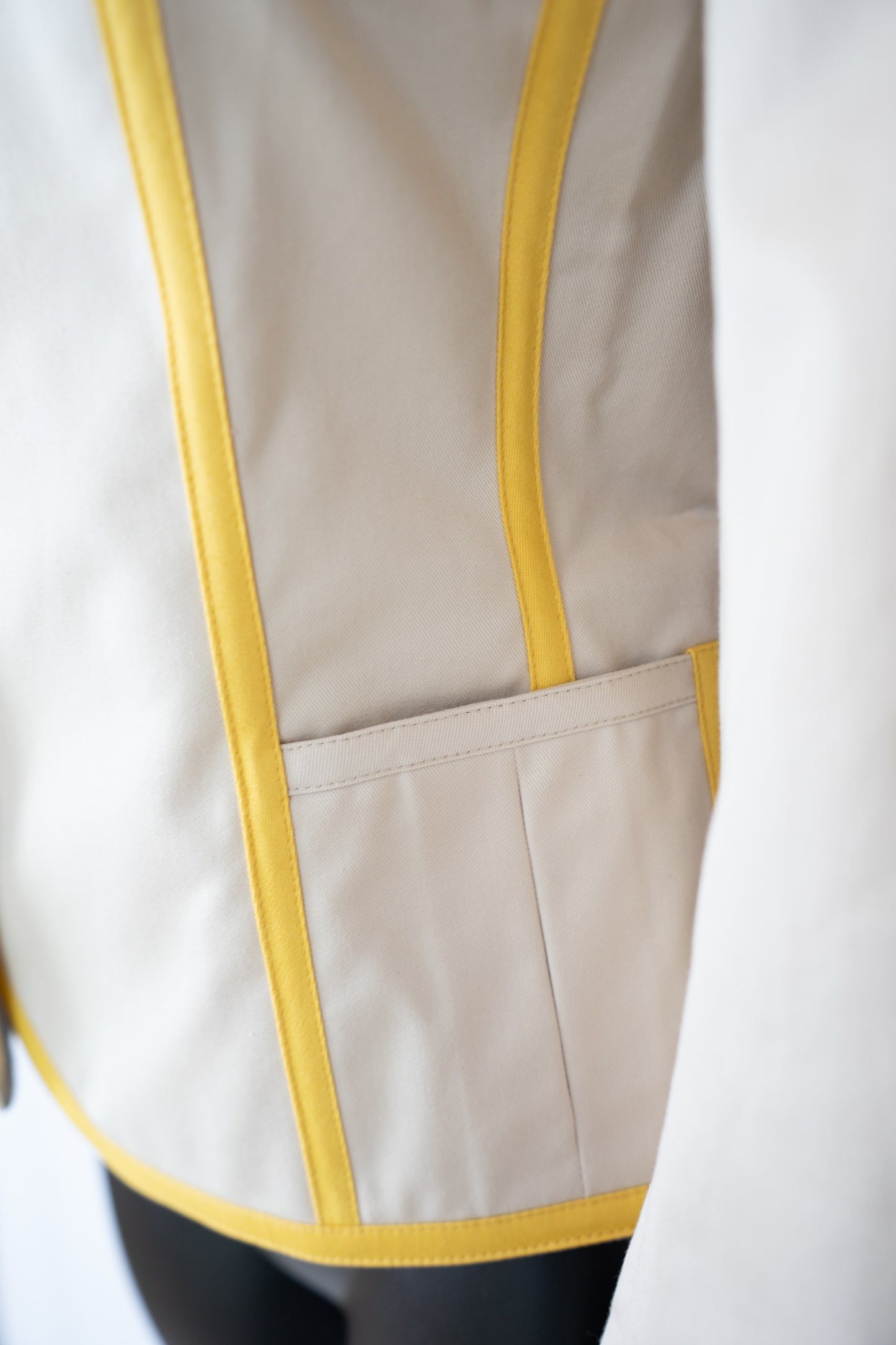 Akris Punto Beige & Yellow Stripe Button Up Collared Jacket NWT