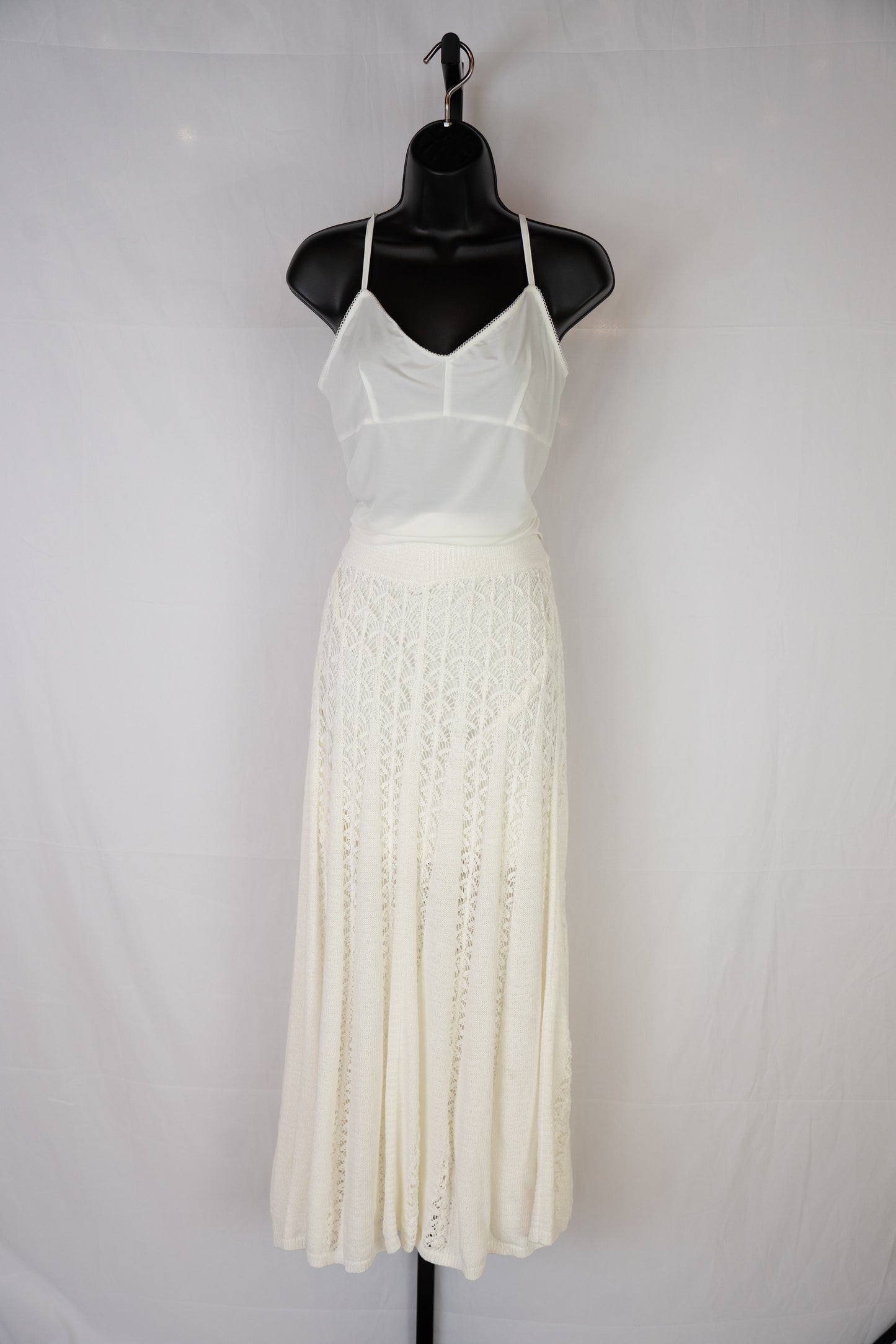 Zimmermann White Crochet & Knit Flare Midi Skirt (Part of Set)