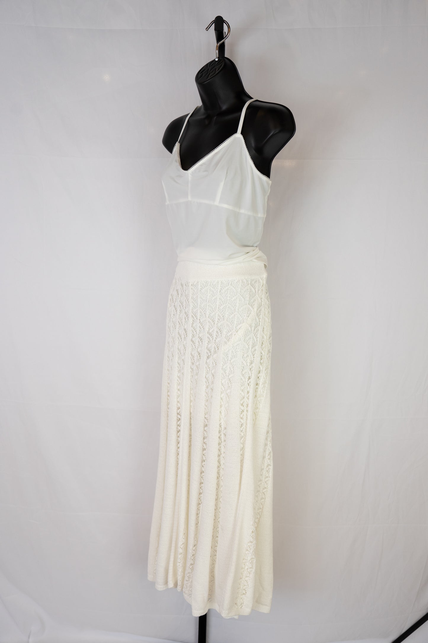 Zimmermann White Crochet & Knit Flare Midi Skirt (Part of Set)