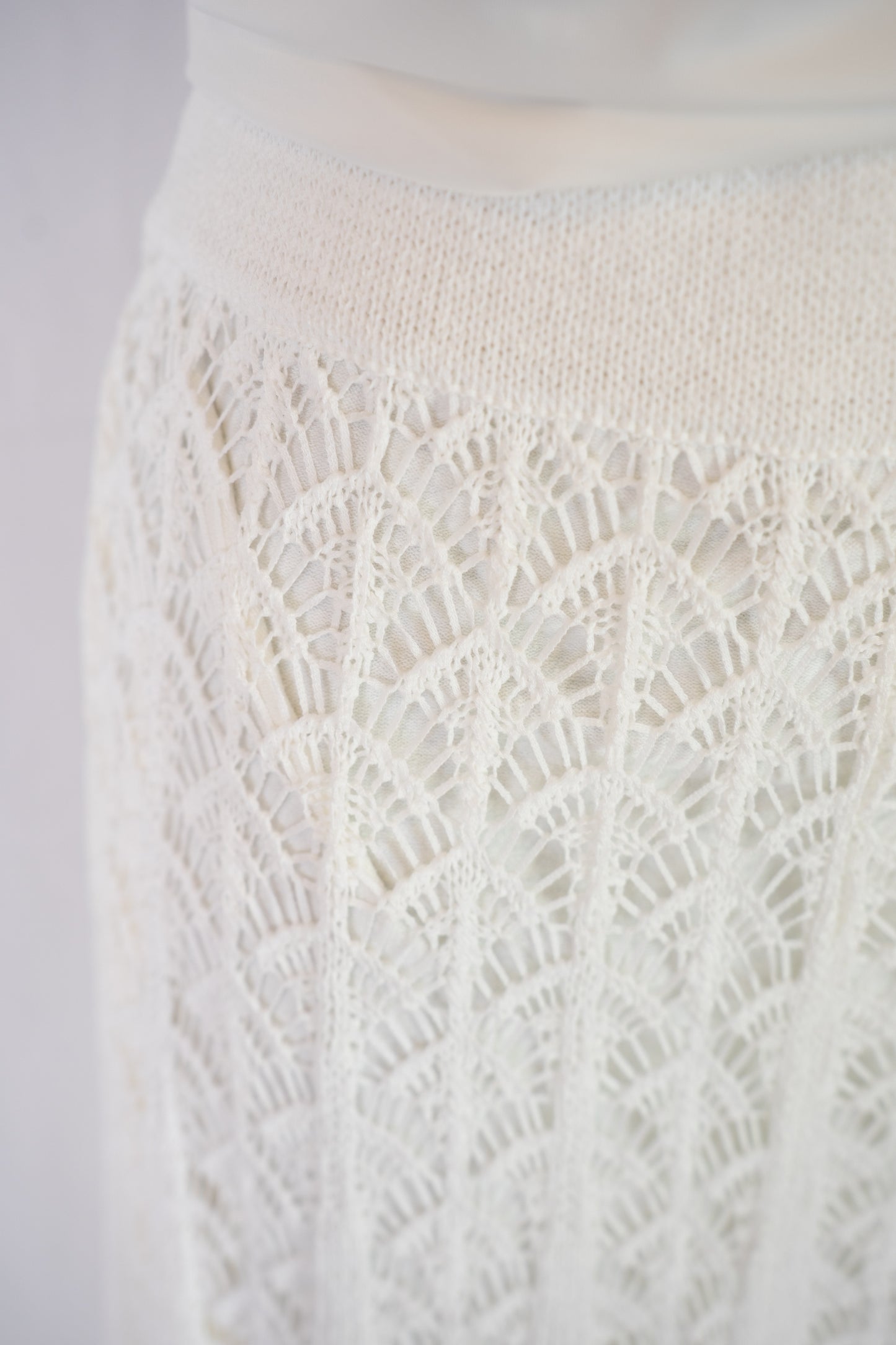Zimmermann White Crochet & Knit Flare Midi Skirt (Part of Set)