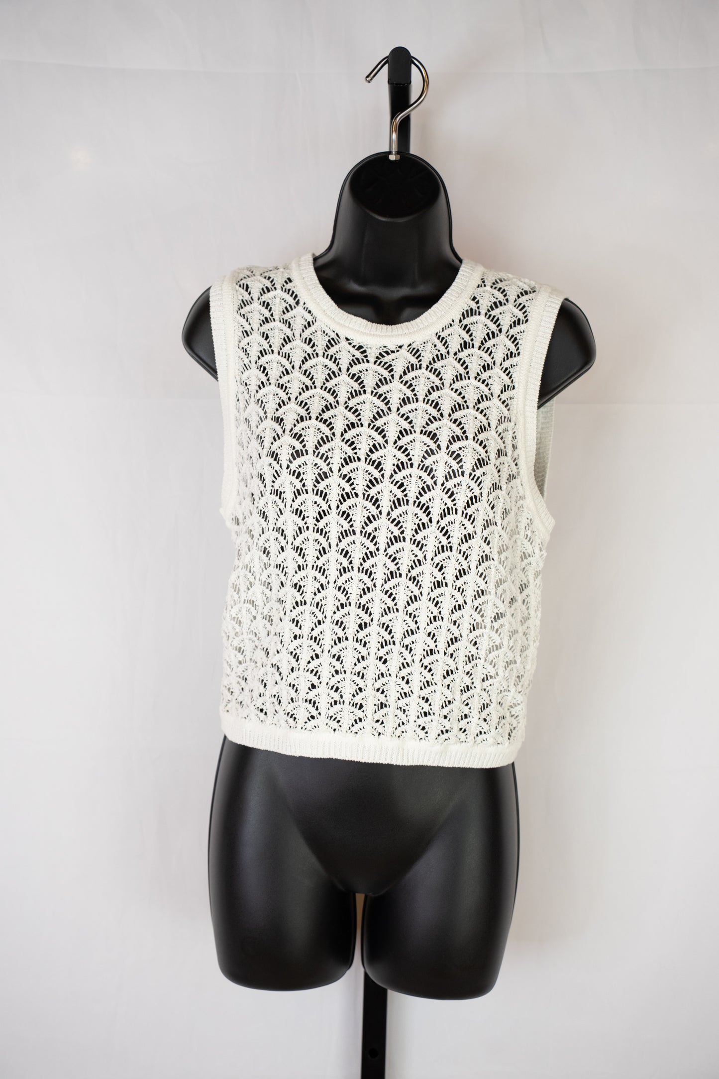 Zimmermann White Crochet Sleeveless Crop Tank Top (Part of Set)