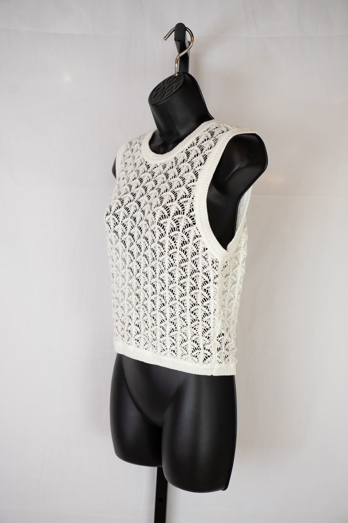 Zimmermann White Crochet Sleeveless Crop Tank Top (Part of Set)