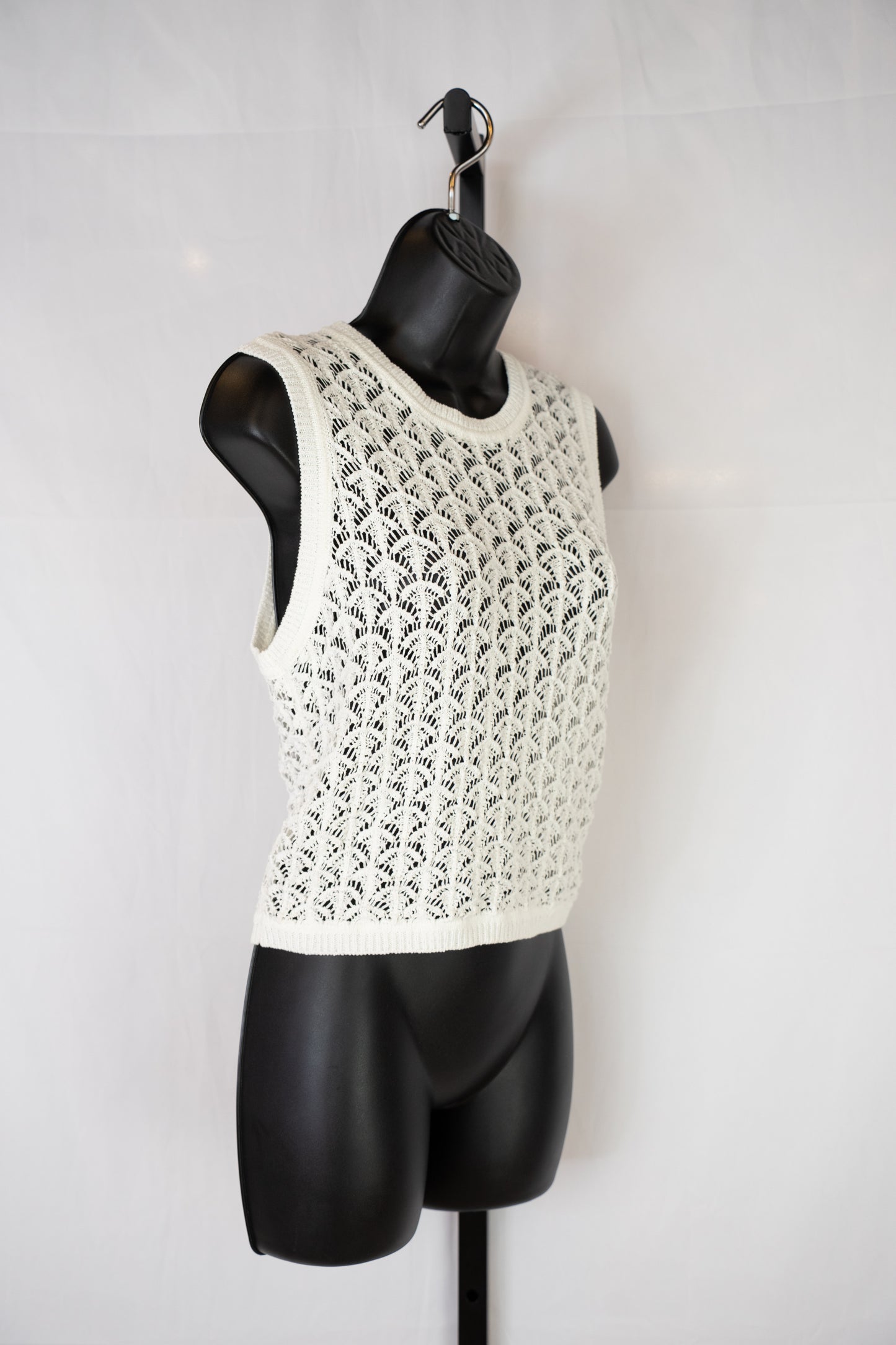 Zimmermann White Crochet Sleeveless Crop Tank Top (Part of Set)