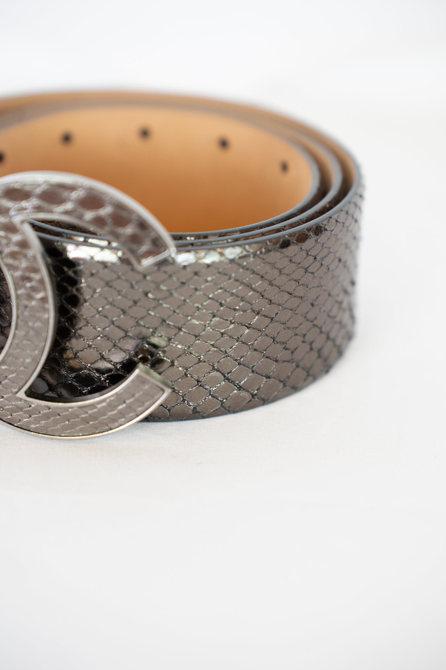 Chanel Metallic Snakeskin CC Belt
