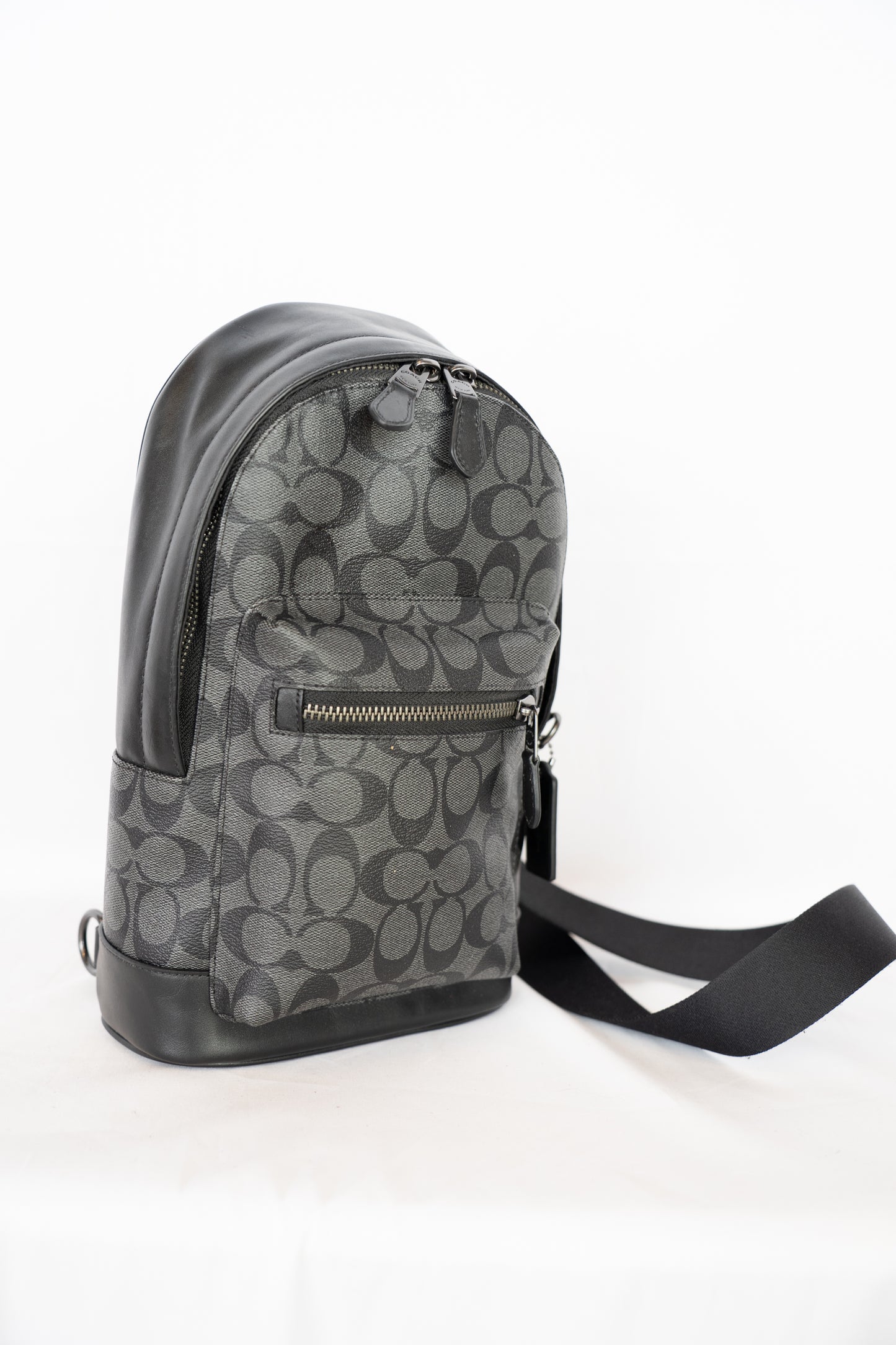 Coach Black Monogram Oval Backpack w Single Strap