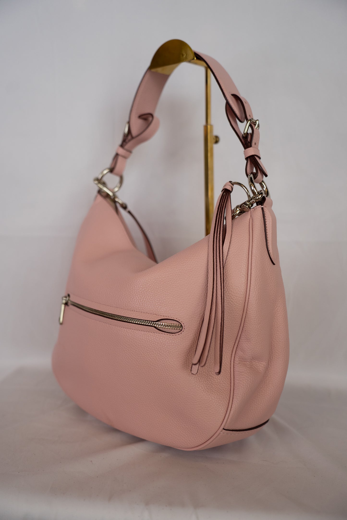 Coach Dusty Pink Sutton Hobo Pebbled Leather Bag