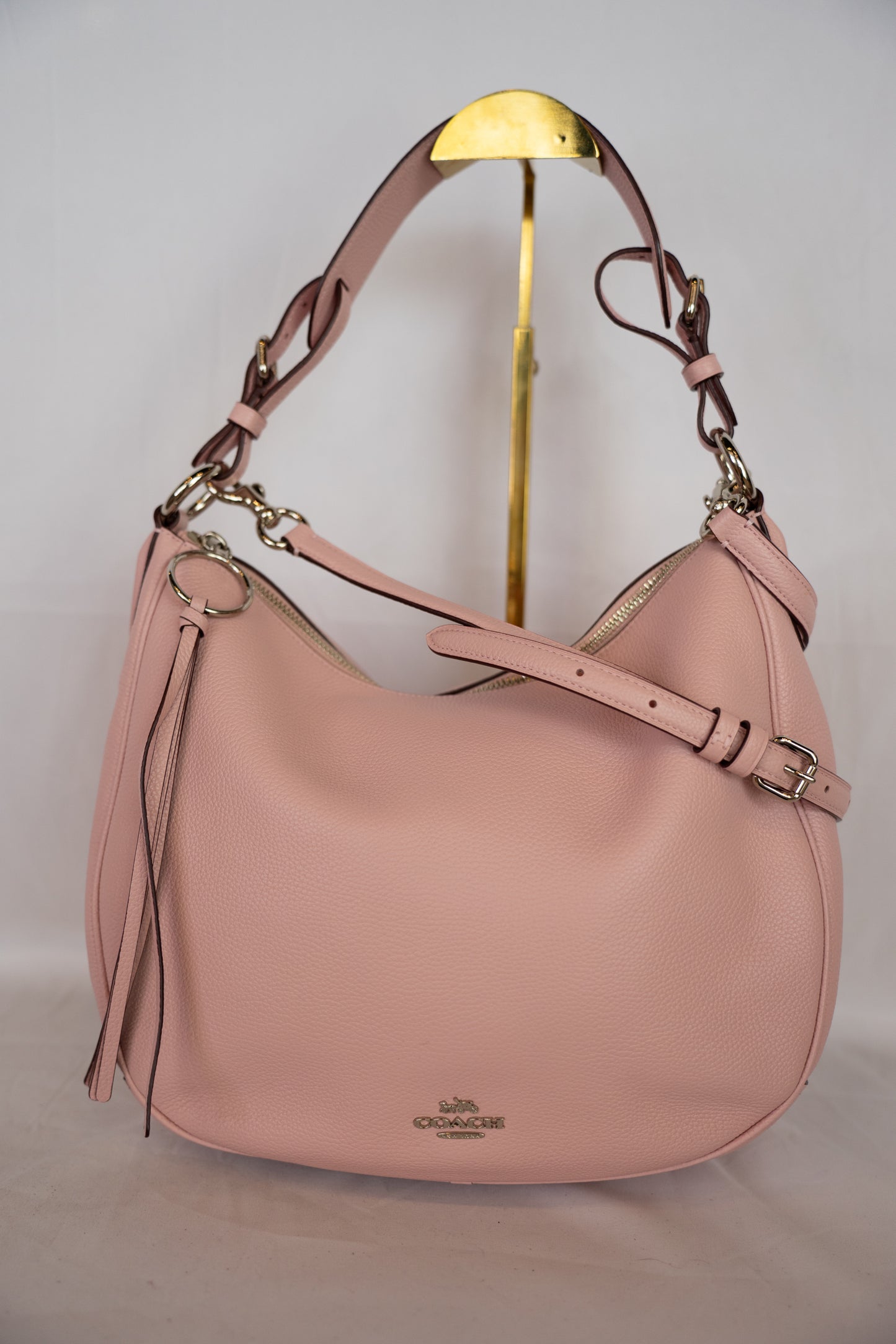 Coach Dusty Pink Sutton Hobo Pebbled Leather Bag