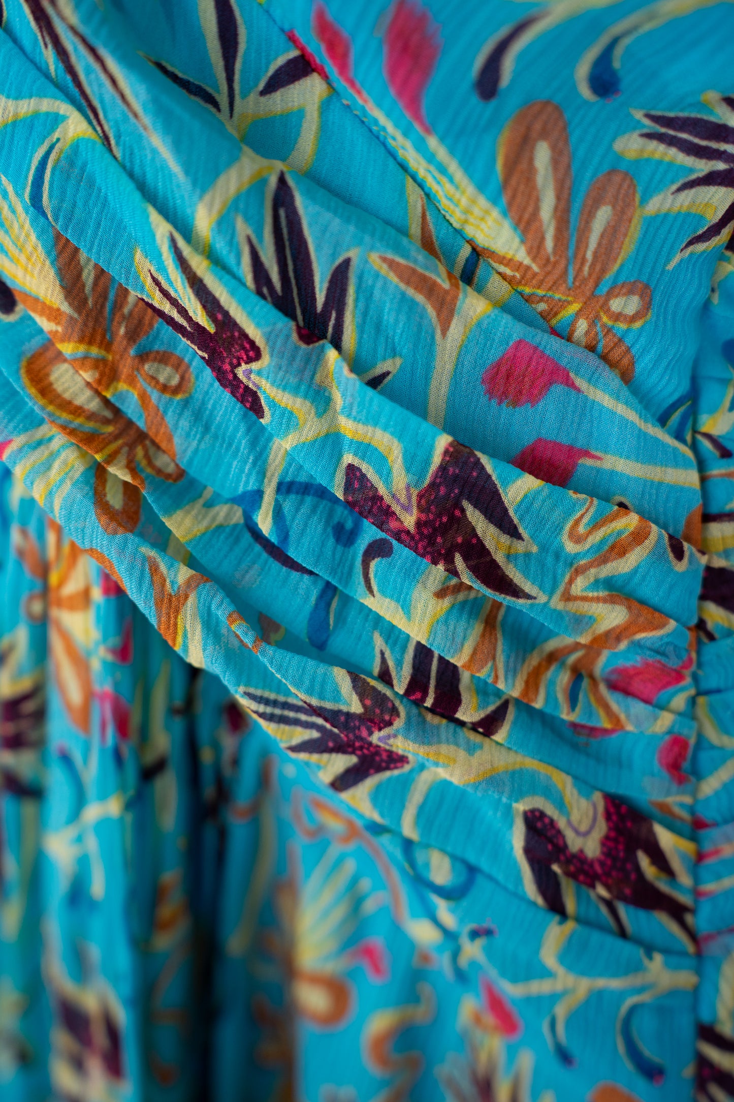 ALC Multi Blue Floral Halter-Neck Smocked Waist Midi Dress NWT