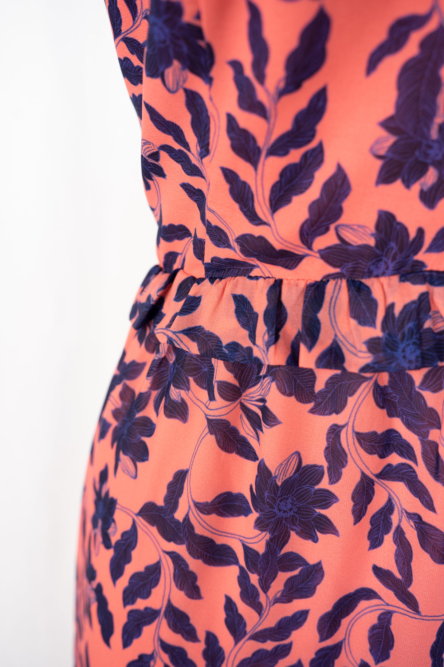 House of Harlow Light Pink & Blue Floral Sleeveless Maxi Ruffle Dress