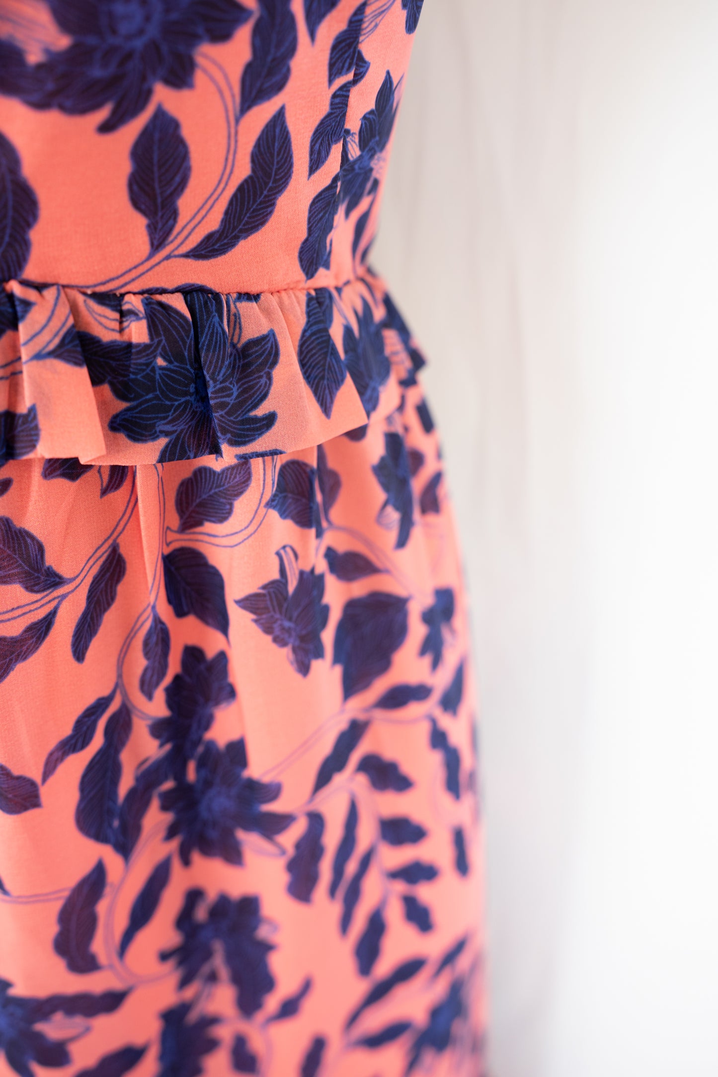 House of Harlow Light Pink & Blue Floral Sleeveless Maxi Ruffle Dress