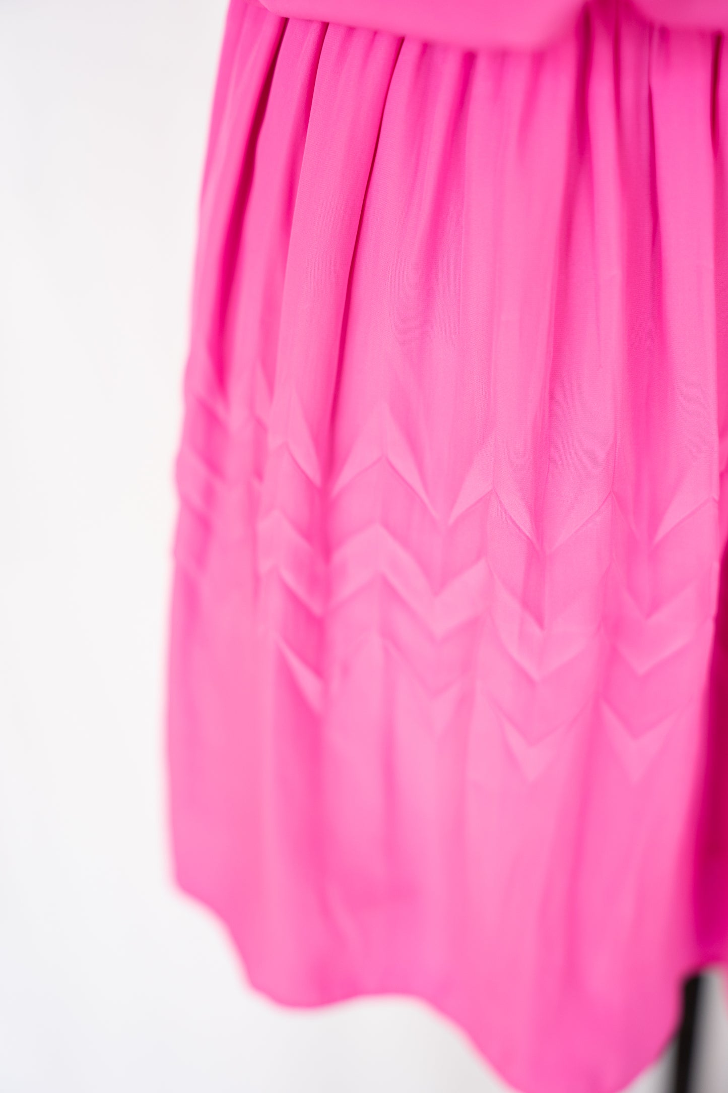 Ramy Brook Silk Hot Pink Halter-Neck Smocked Mini Dress w Zig-Zag Detail