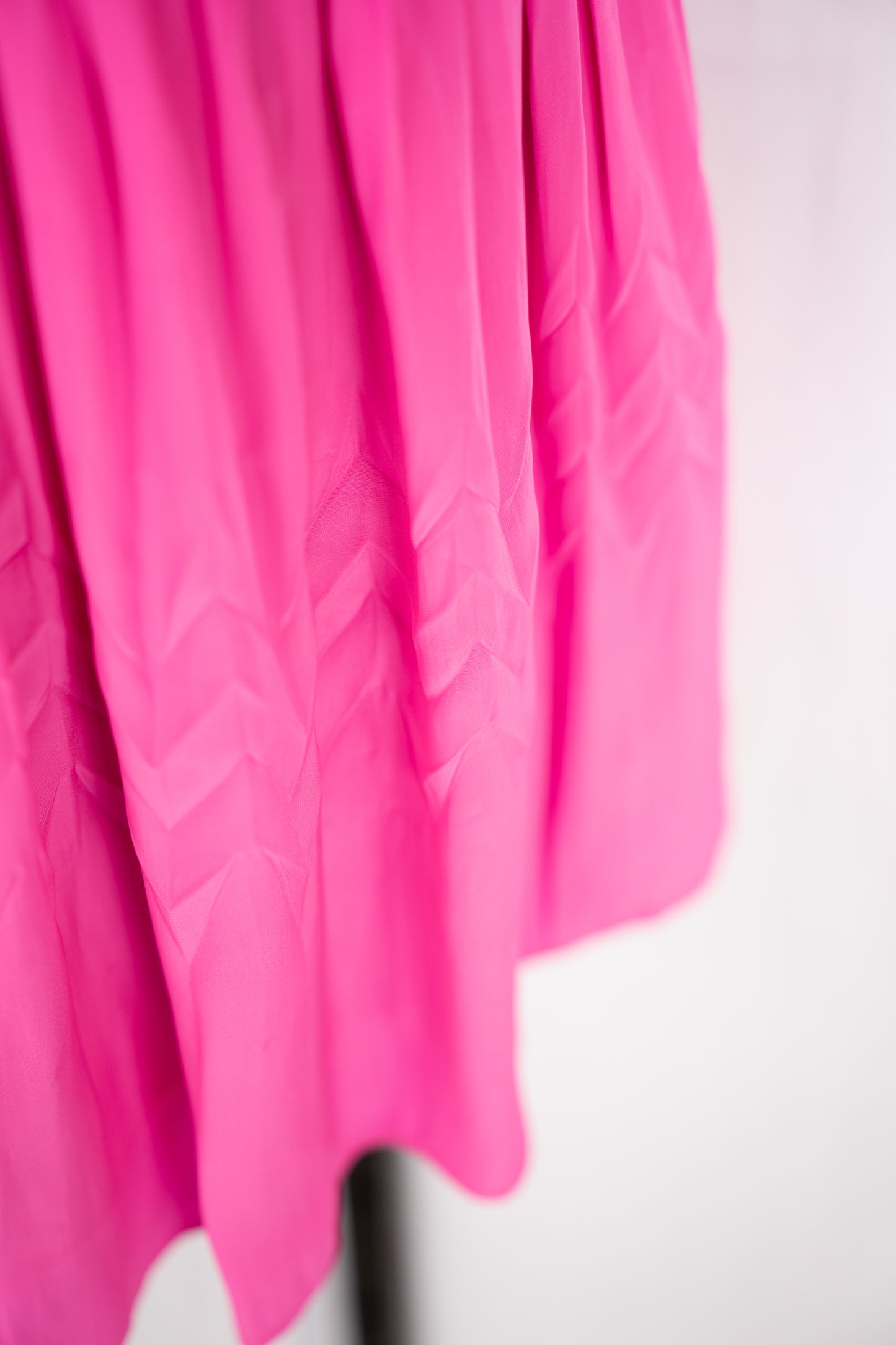 Ramy Brook Silk Hot Pink Halter-Neck Smocked Mini Dress w Zig-Zag Detail