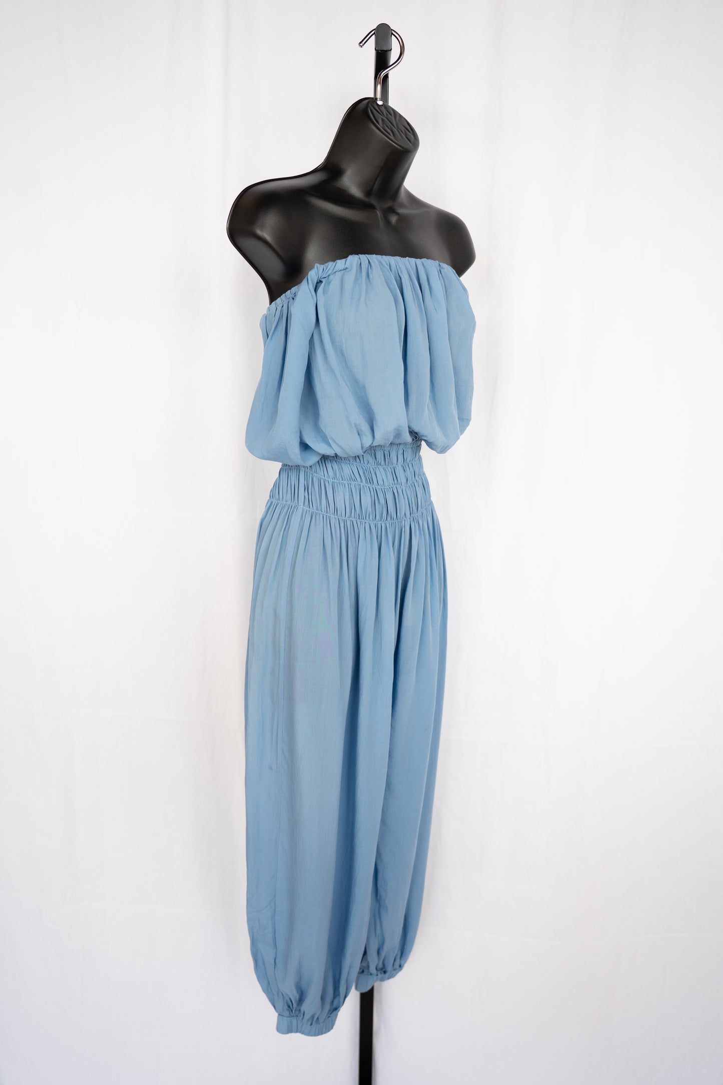 INDAH Sky Blue Strapless Smocked Jumpsuit NWT