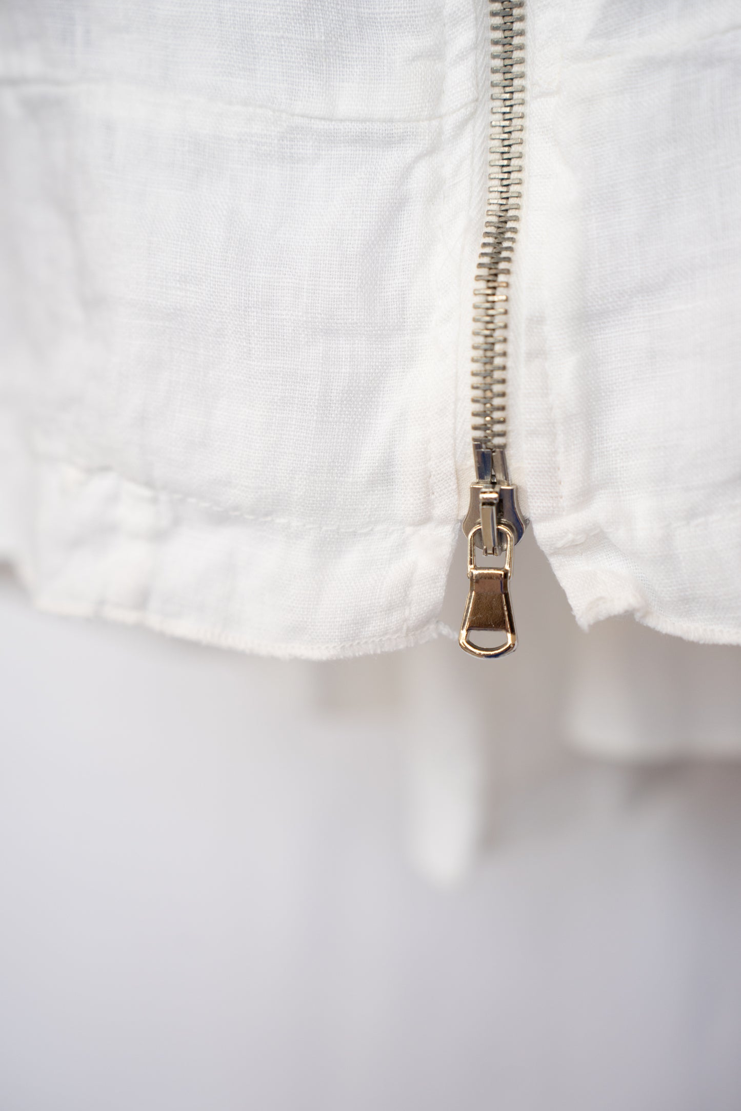 Inizio White Linen Zip Up Mini Dress NWT