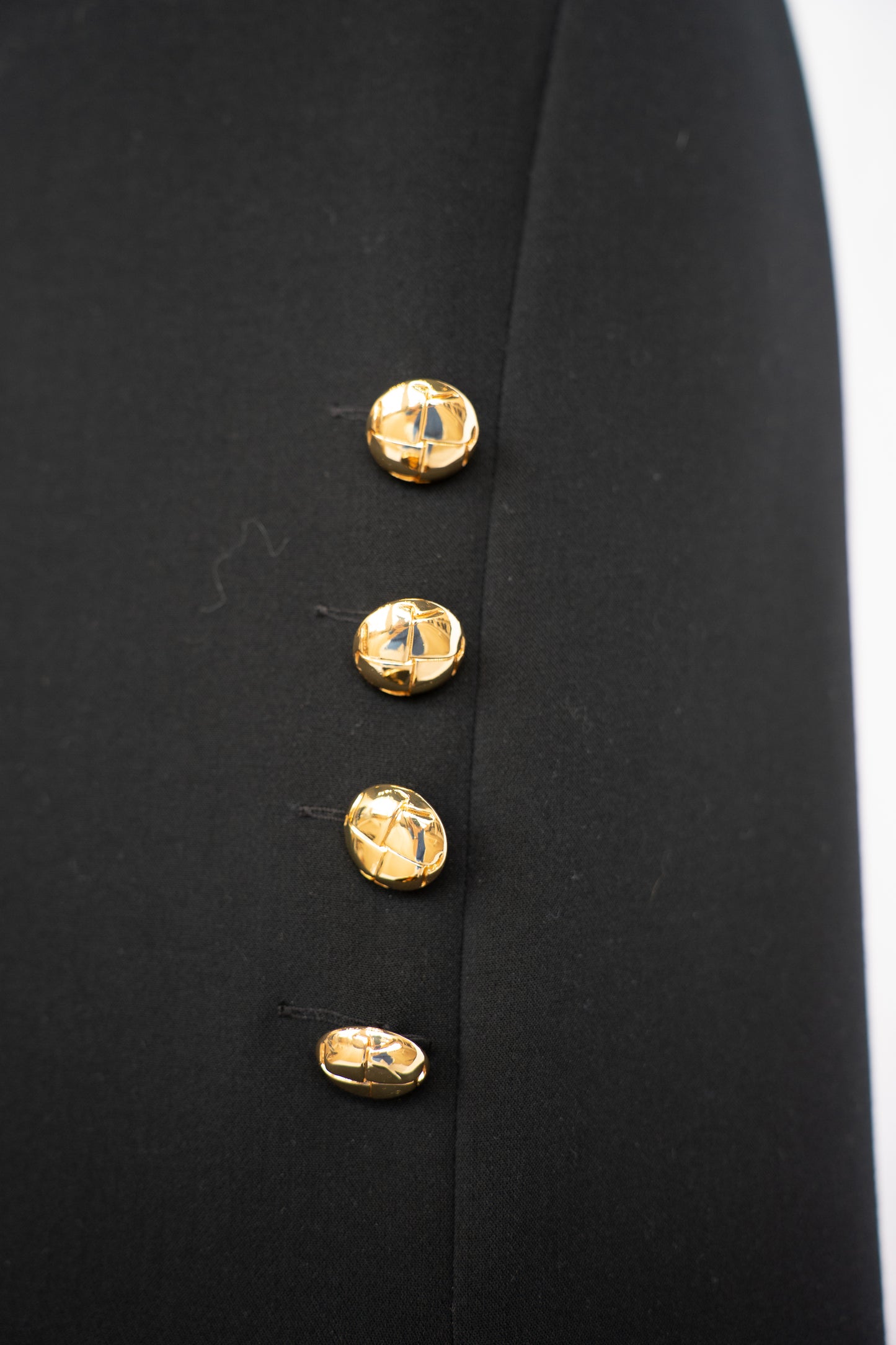 Tahari Black w Gold button Detail High-Neck Sleeveless Knee-Length Dress