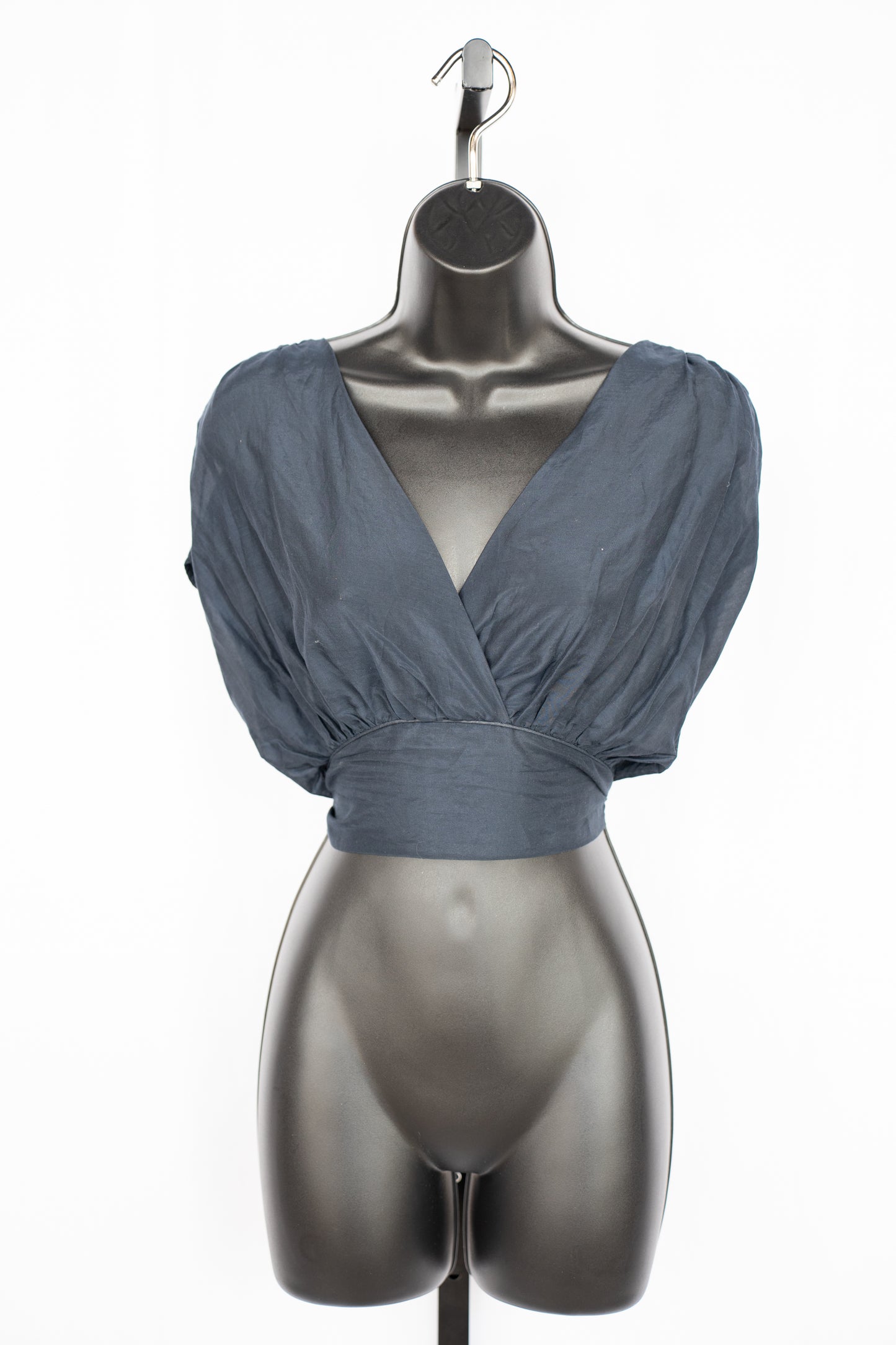 Xirena Navy Lightweight Cap Sleeve V_Neck Loose fit Crop Top NWT