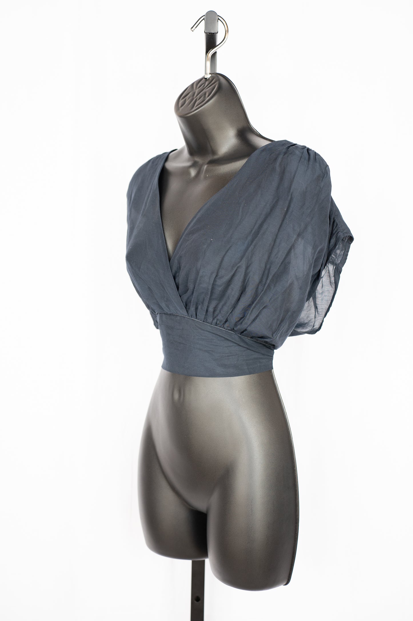 Xirena Navy Lightweight Cap Sleeve V_Neck Loose fit Crop Top NWT