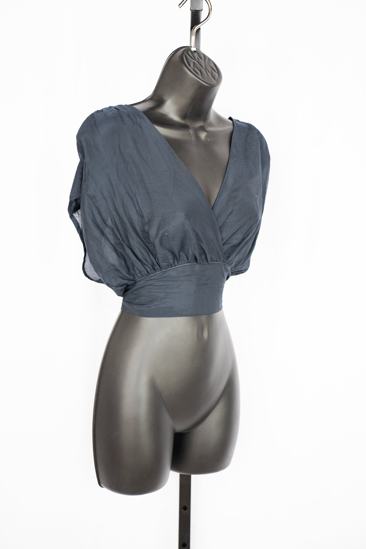 Xirena Navy Lightweight Cap Sleeve V_Neck Loose fit Crop Top NWT