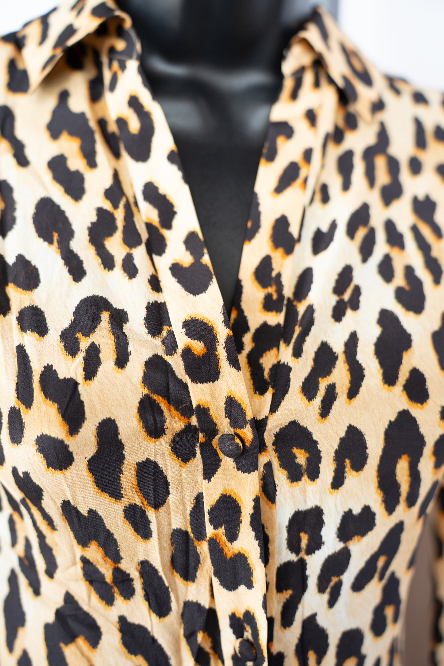 Alice + Olivia Brown Black Leopard Print Long Sleeve Button Long Sleeve Blouse